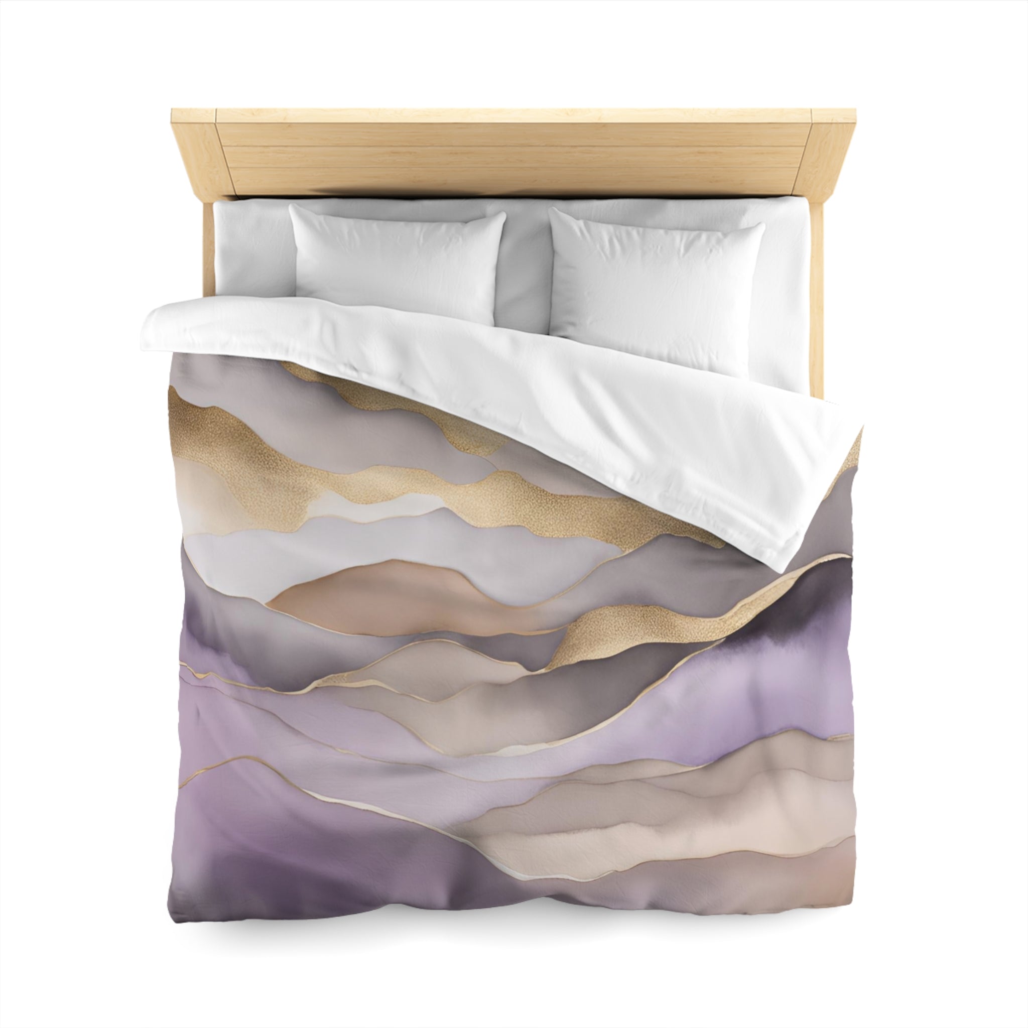 Abstract Duvet Cover | Lavender Purple, Taupe Gold Beige | Bedding Sets