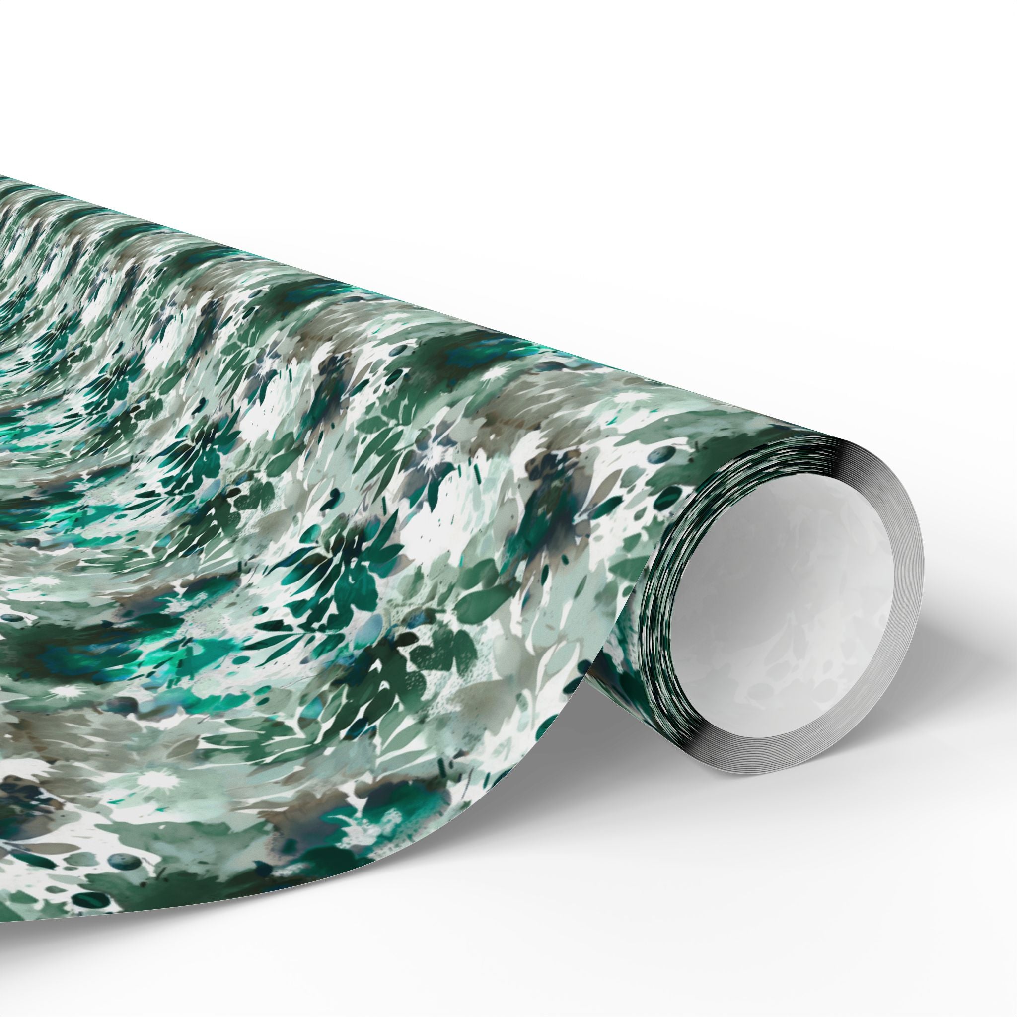 Abstract Leaves Wrapping Paper | Emerald Green Floral Gift Wrap for the Holidays, Birthdays
