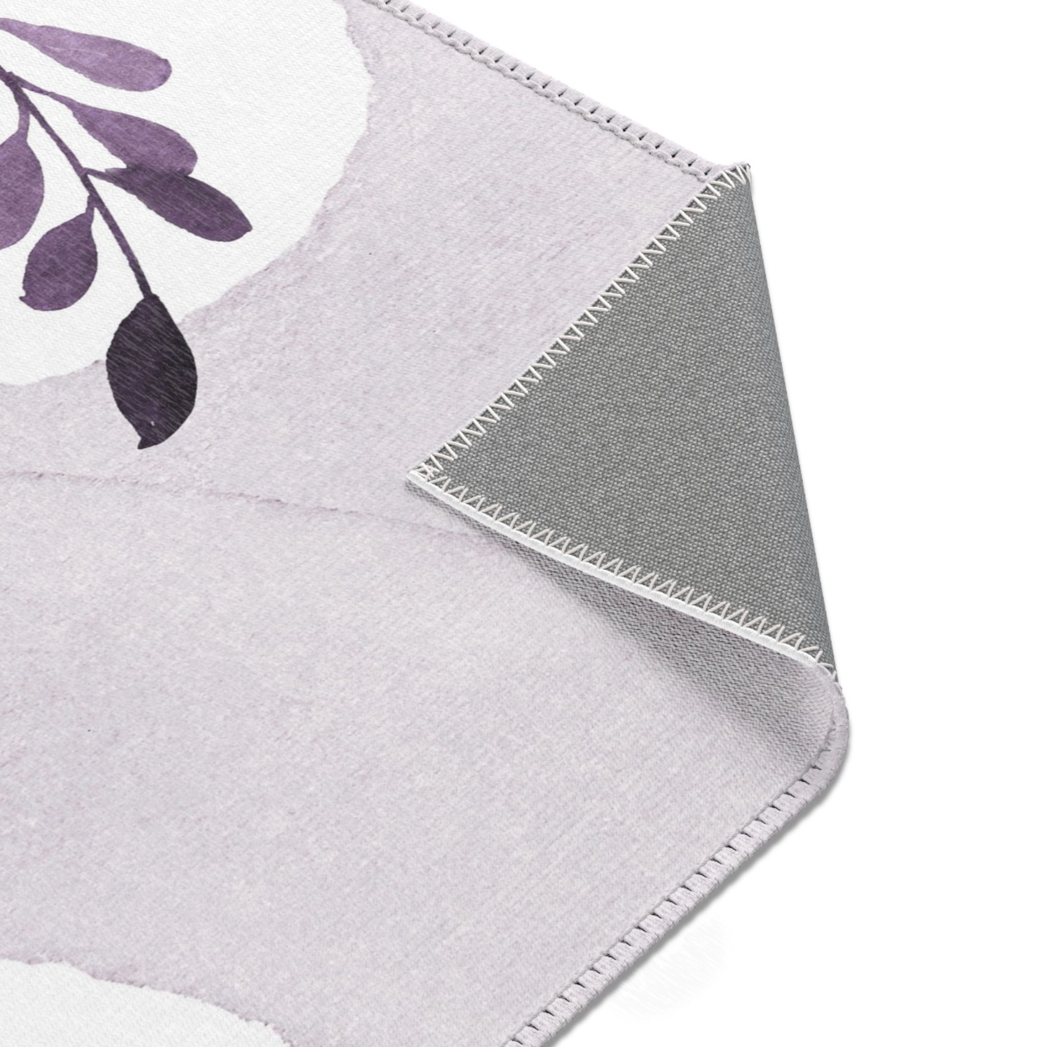 Abstract Large Area Rug | Modern Lavender Leaves Watercolor Rug