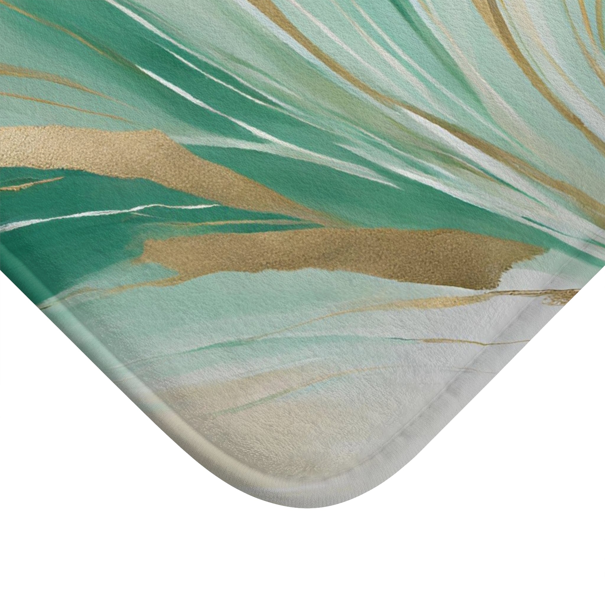Boho Bath Mat | Sage Green, Gold Beige Abstract Kitchen Mat
