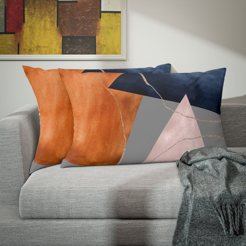 Bedding Pillow Sham | Burnt Orange, Navy Pink, Grey Geometric