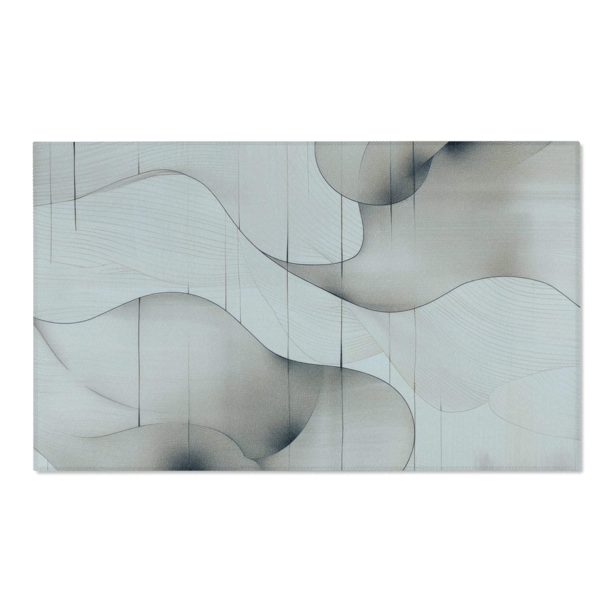 Modern Area Rug | Abstract Pale Blue, Grey Black Geometric