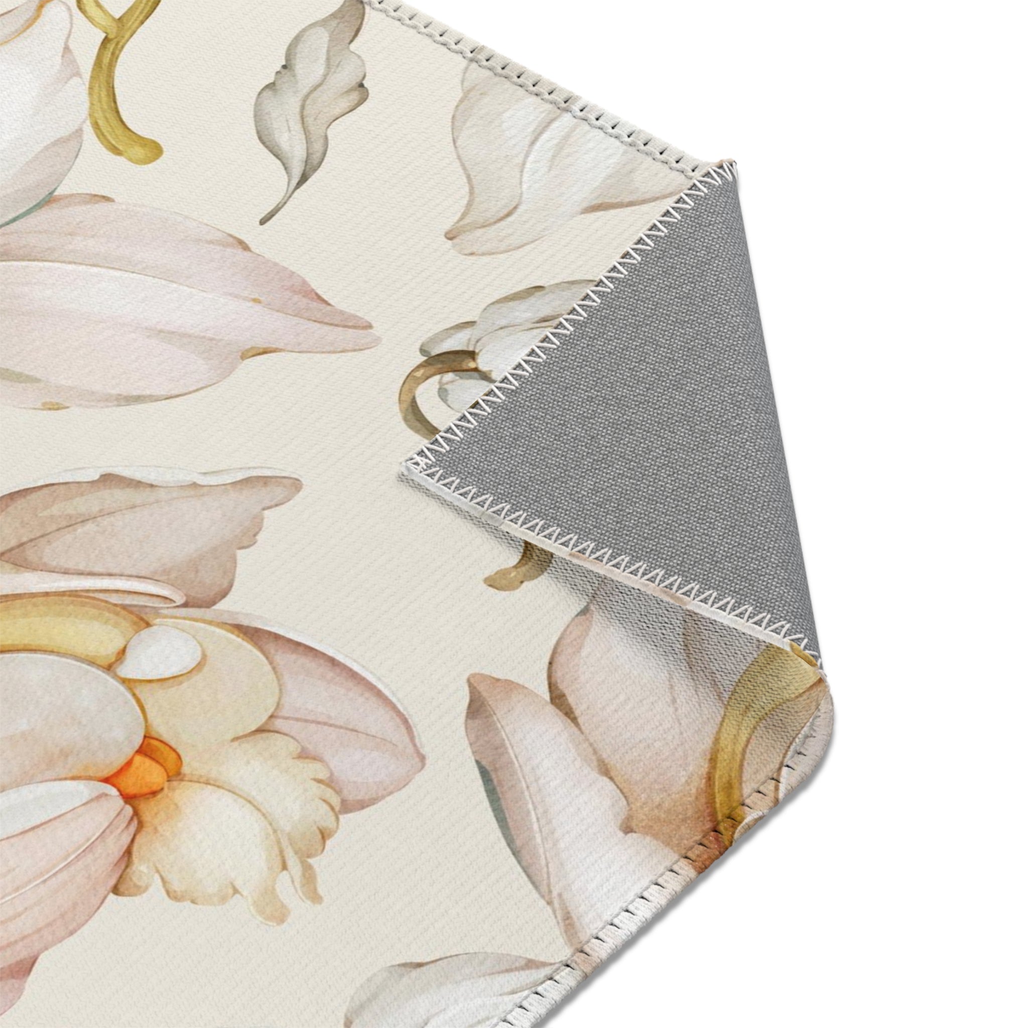 Floral Area Rug | Orchids Blush Beige Pink Ivory