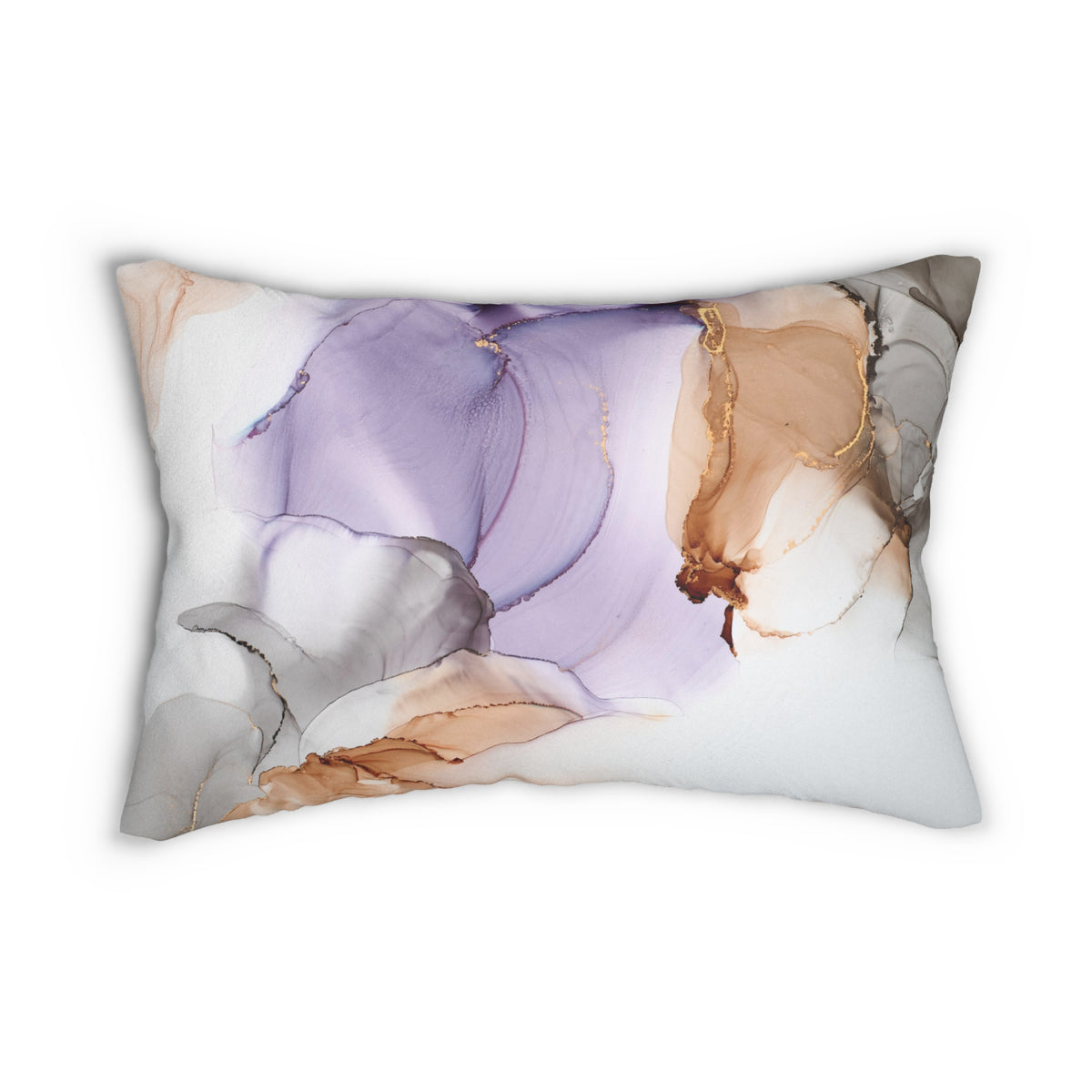 Lavender Peach Gray Abstract Alcohol Ink Lumbar Pillow