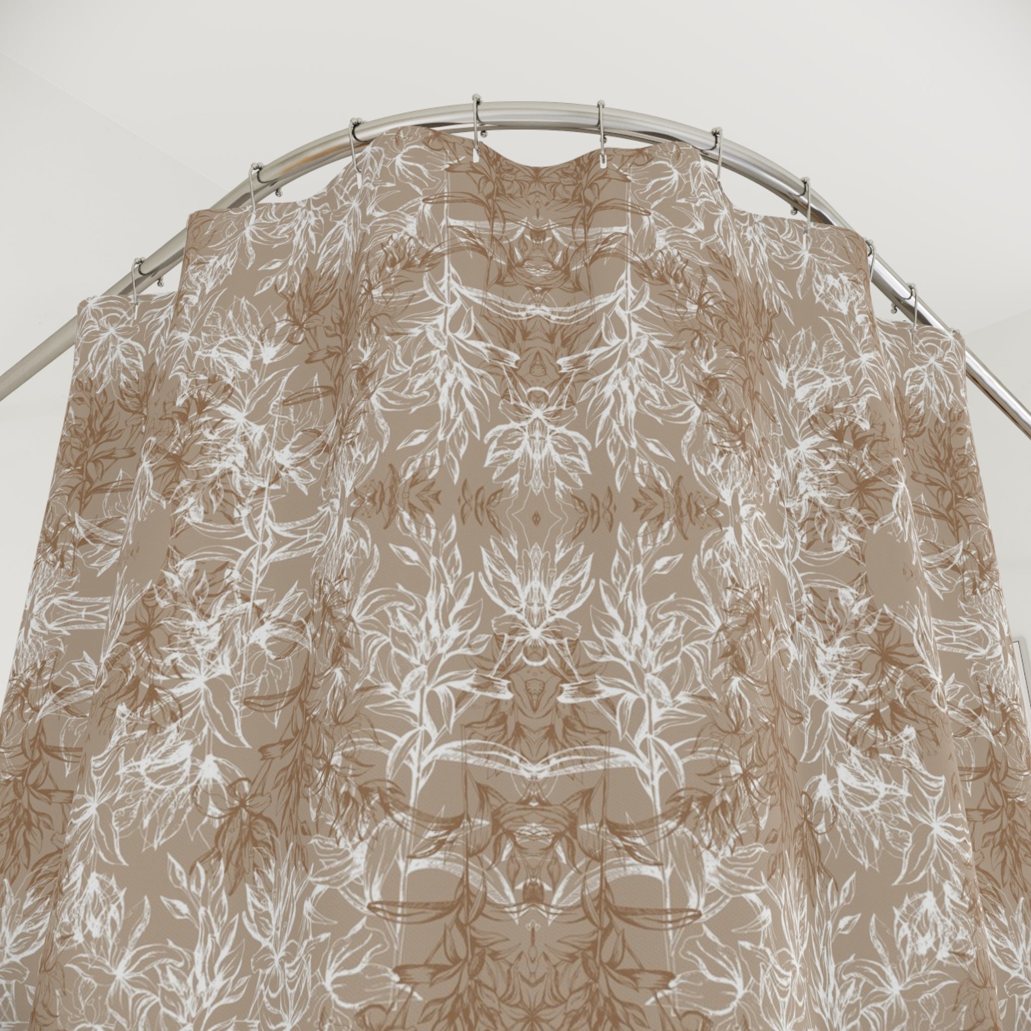 Beige Vintage Shower Curtain | Grandmillenial Pattern