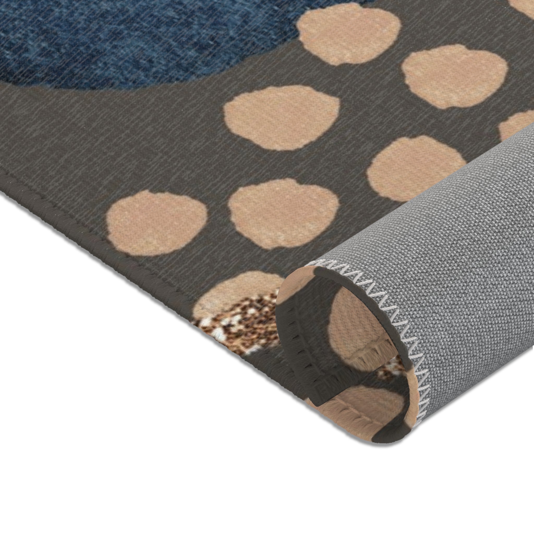 Abstract Area Rug | Watercolor Dark Taupe Grey, Navy Blue