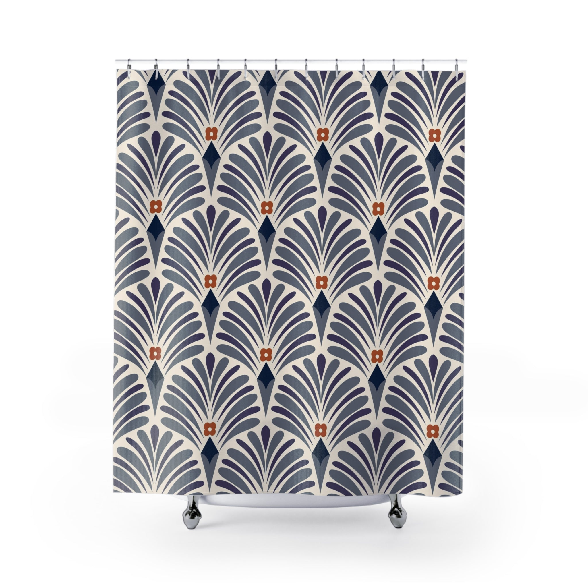 Boho Shower Curtain | Art Deco Grey Plum Purple Beige