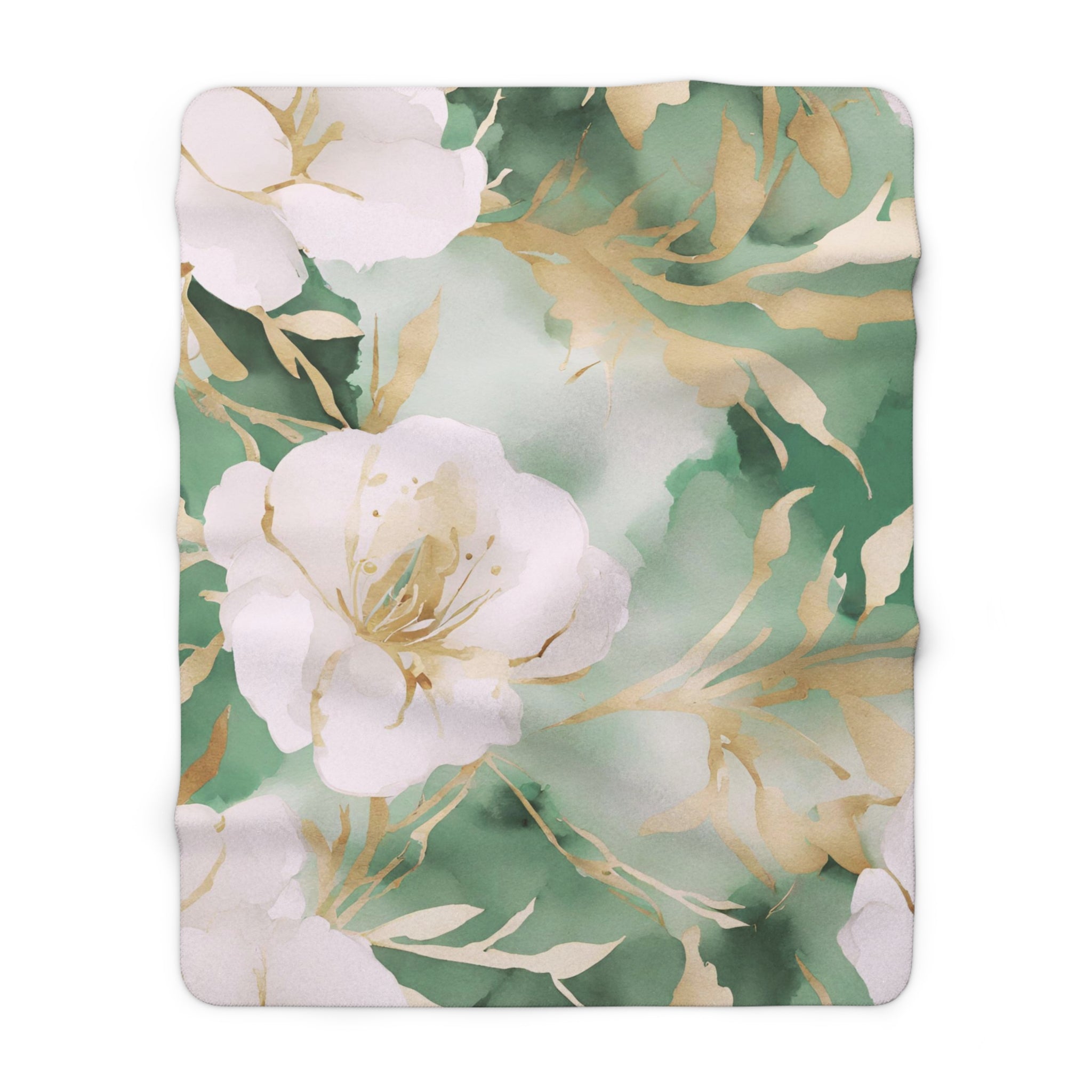 Floral Couch Throw Blanket | Sage Green Muted Gold, Blush Pink