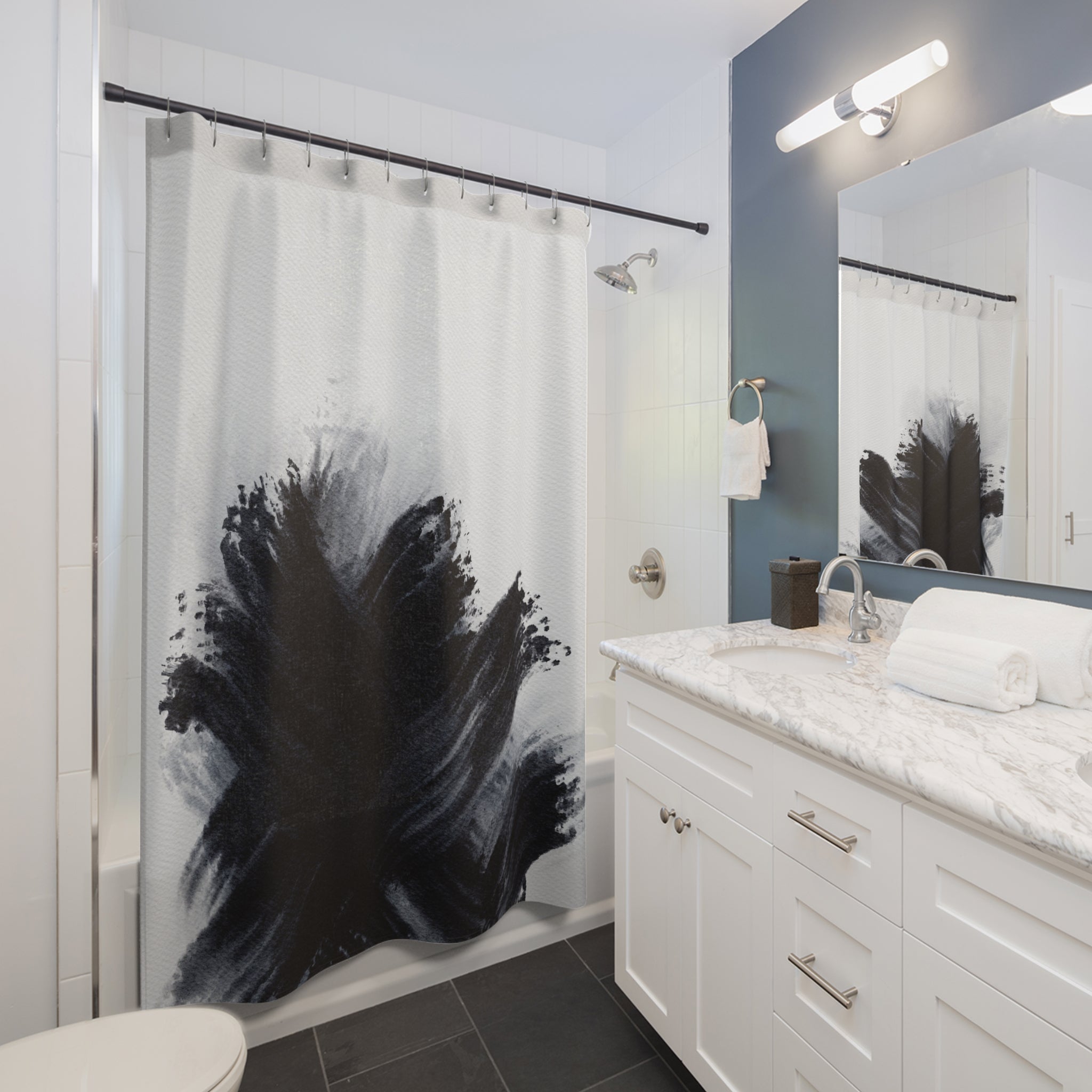 Abstract Shower Curtain | Grey Watercolor Minimalist