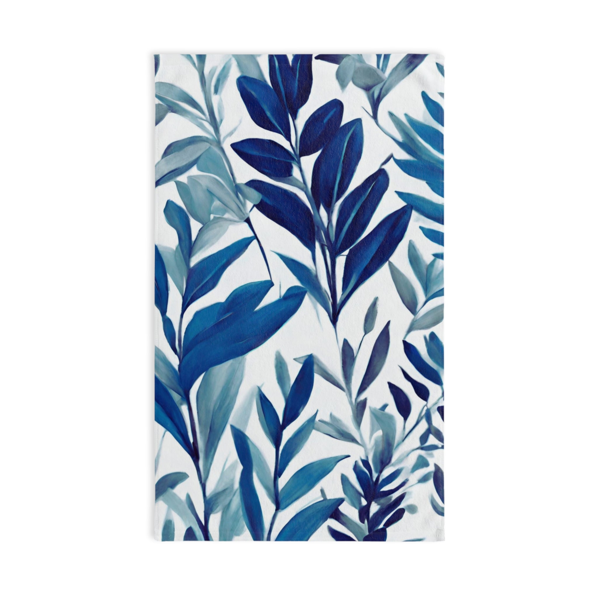 Kitchen, Bath Hand Towel | Floral Indigo Navy Teal Blue Leaves