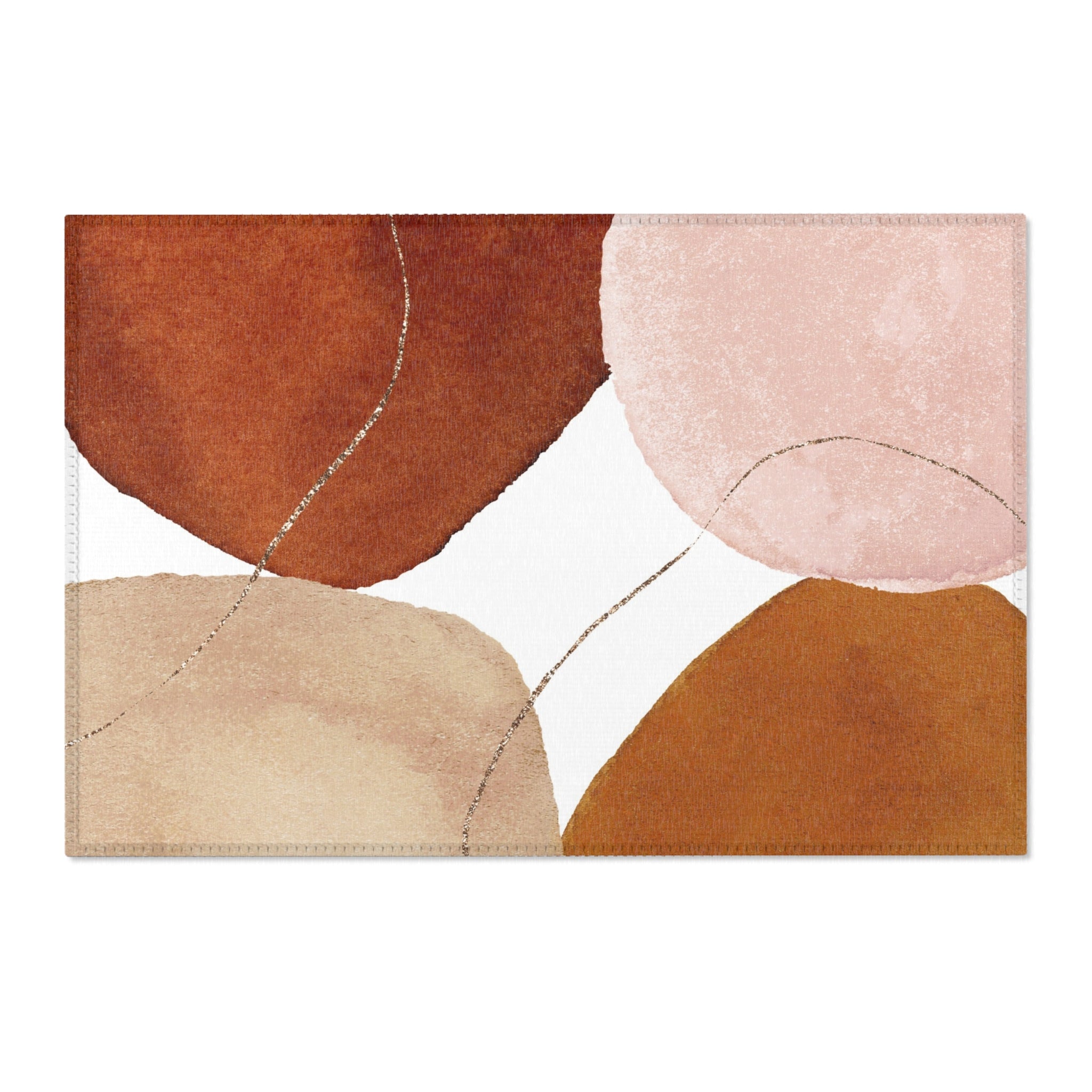 Abstract Area Rug | Modern Rug, Rust Beige, Blush Pink