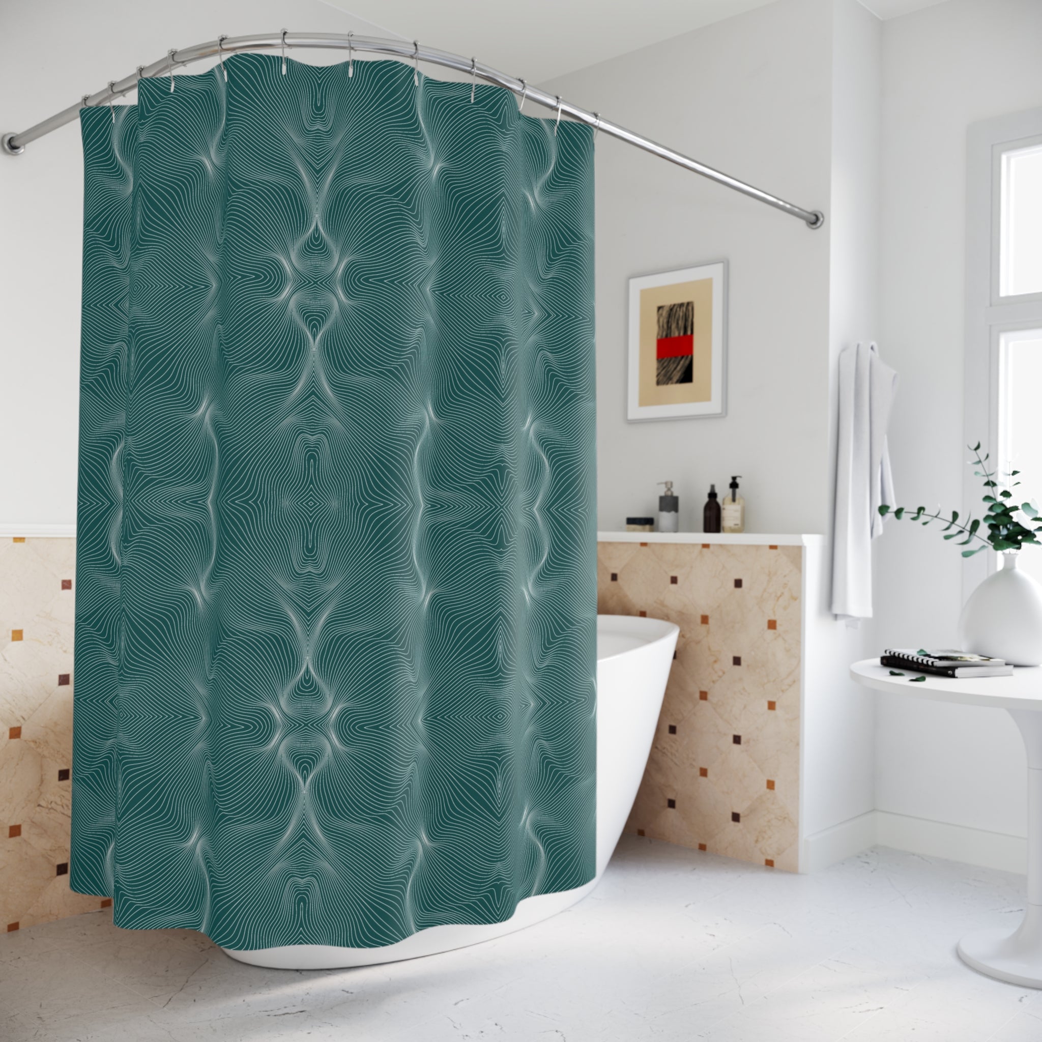 Teal Green Shower Curtain | Art Nouveau Bathroom Decor