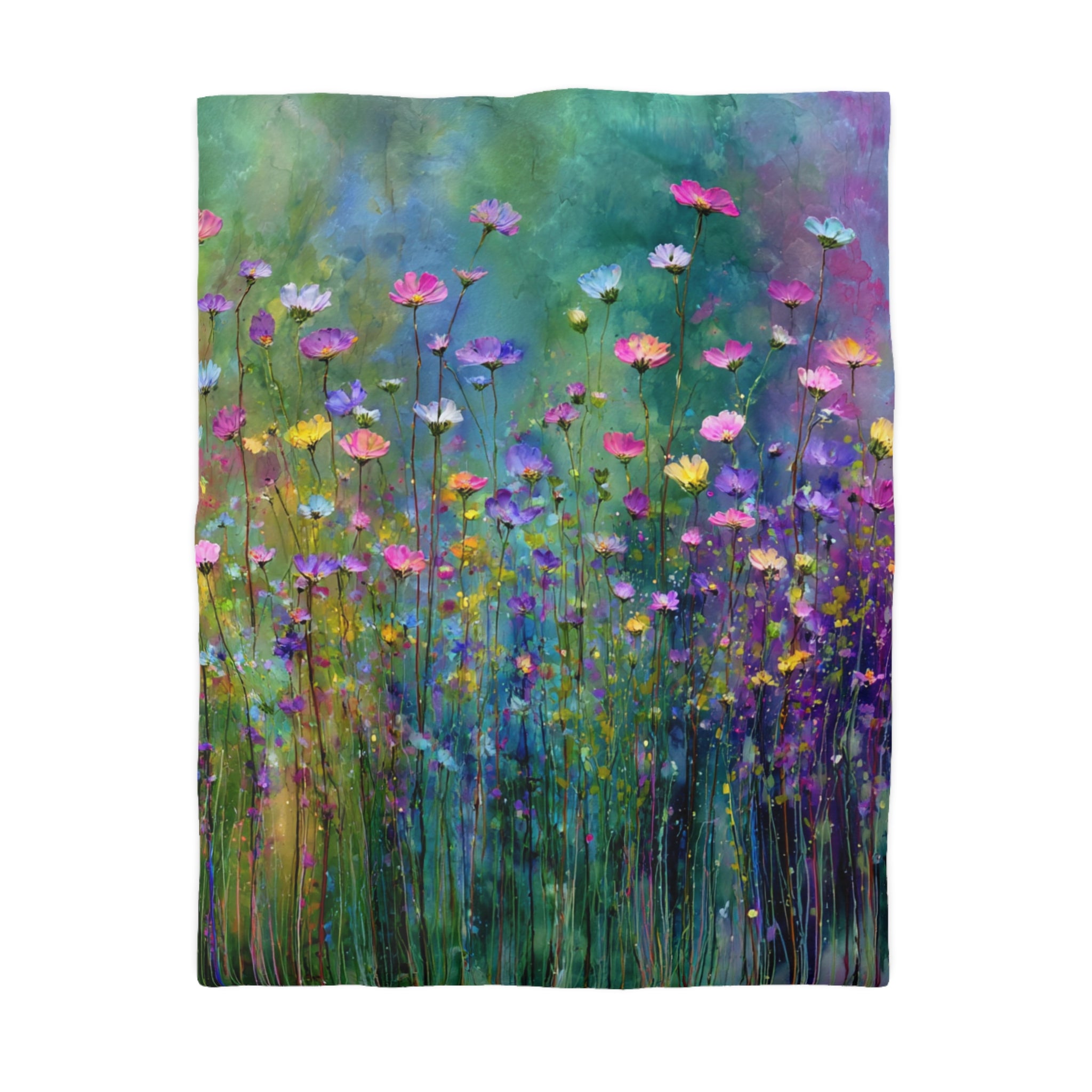 Floral Duvet, Pillow Cover | Green Purple Bedroom Decor