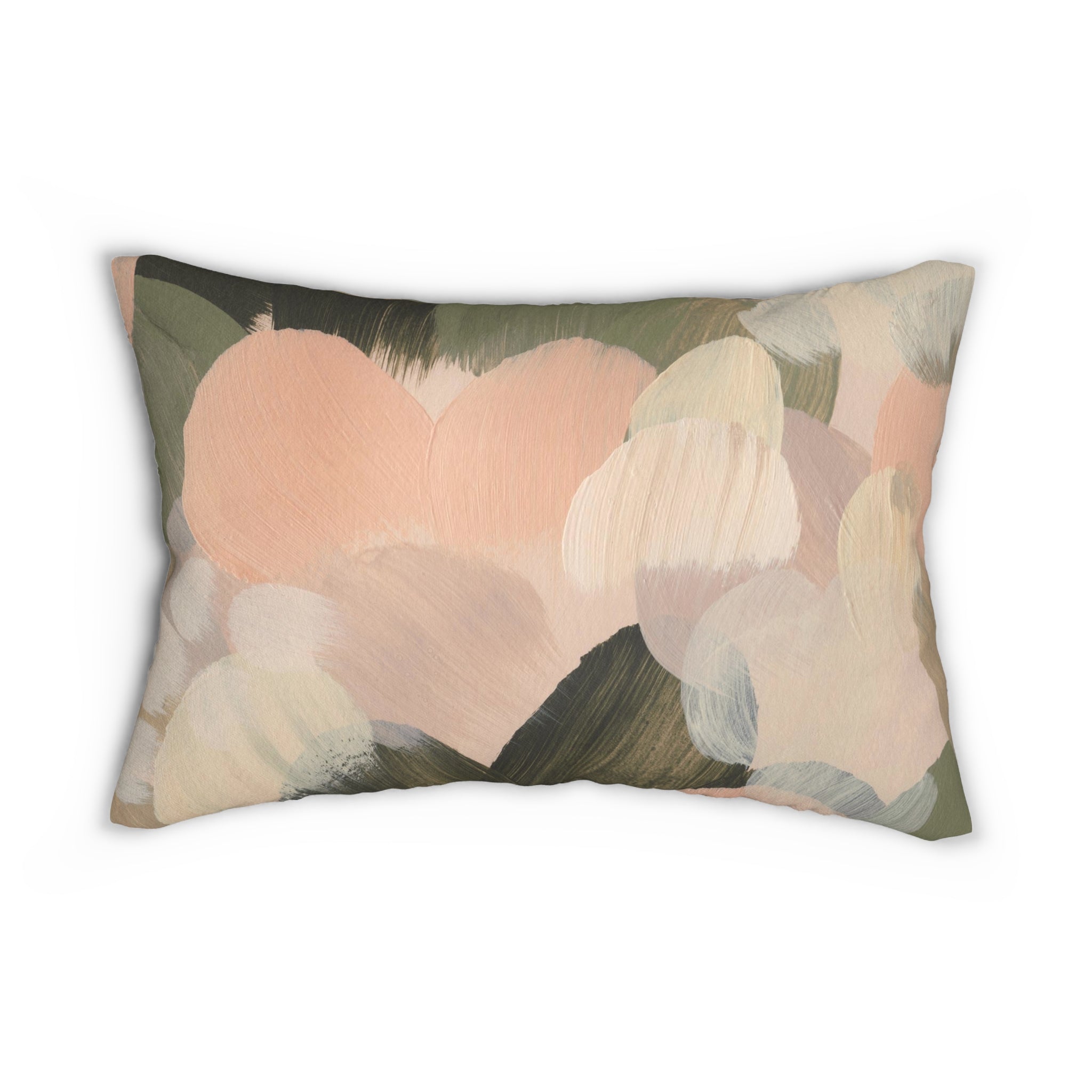 Abstract Lumbar Pillow | Blush, Beige Dark Olive Green