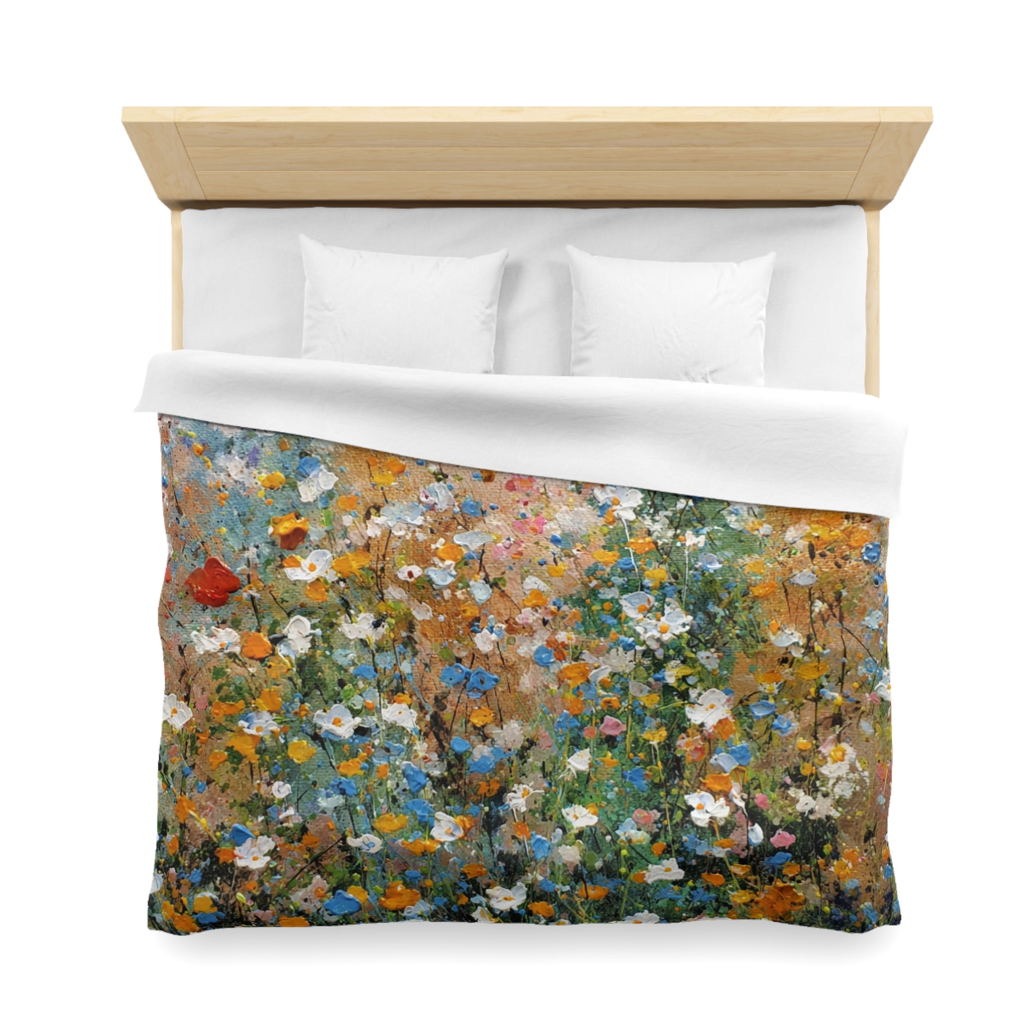 Floral Duvet, Pillow Cover | Orange Green Bedroom Decor