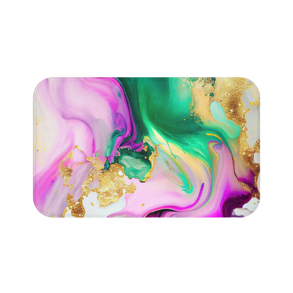 Abstract Bath Mat | Marble Pink Green Gold