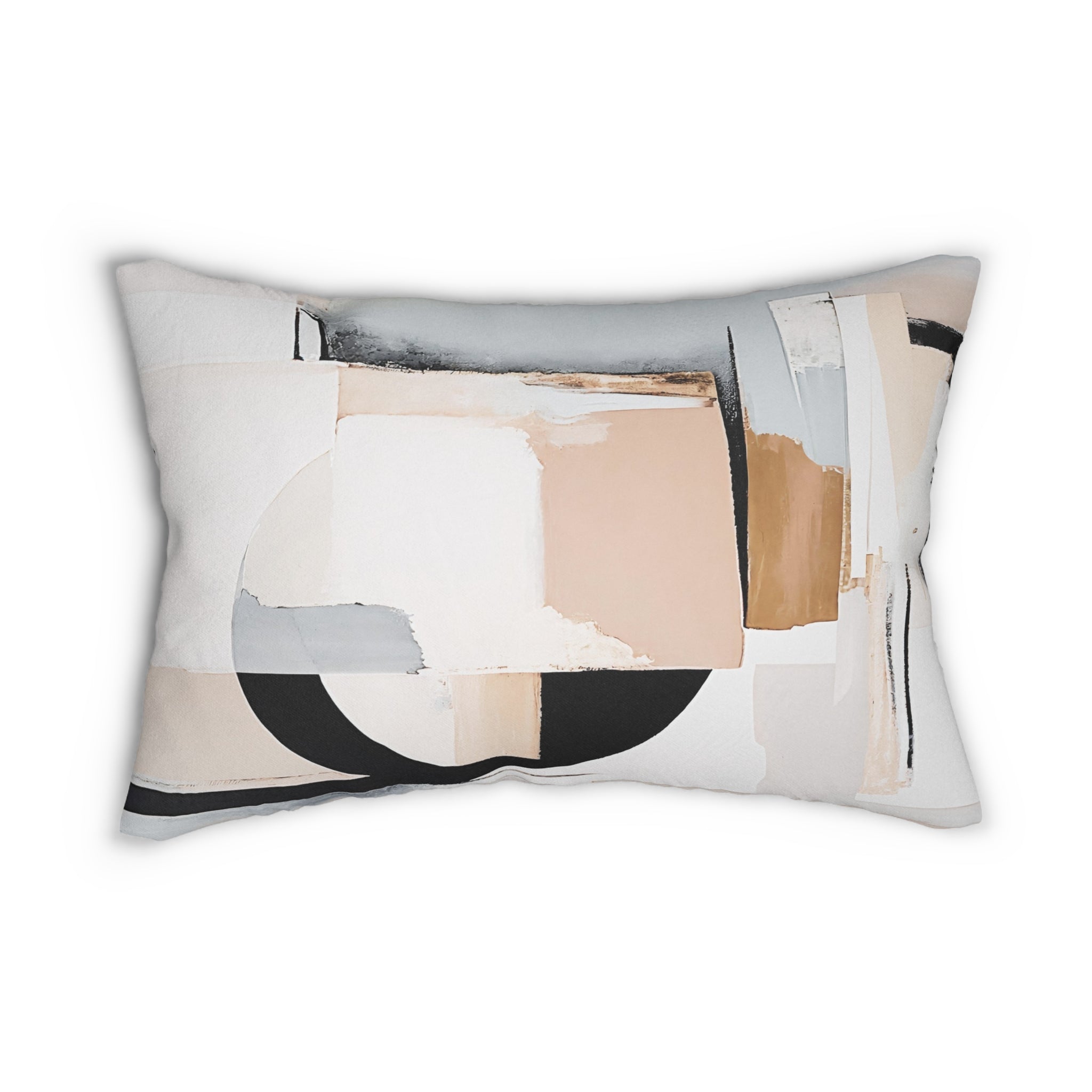 Boho Lumbar Pillow | Abstract Beige Grey Black White