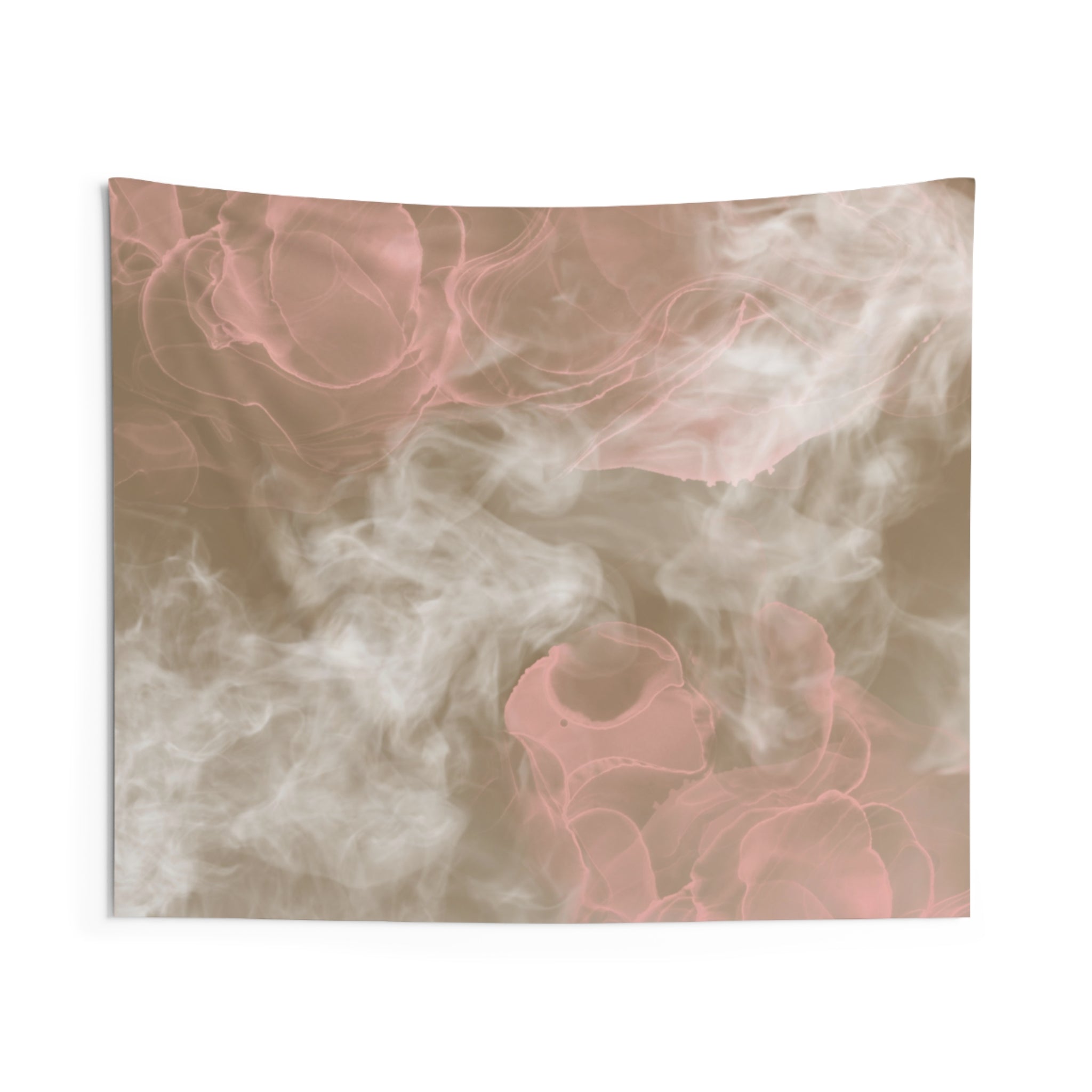 Abstract Wall Hanging Fabric Tapestry; Beige Pink Watercolor