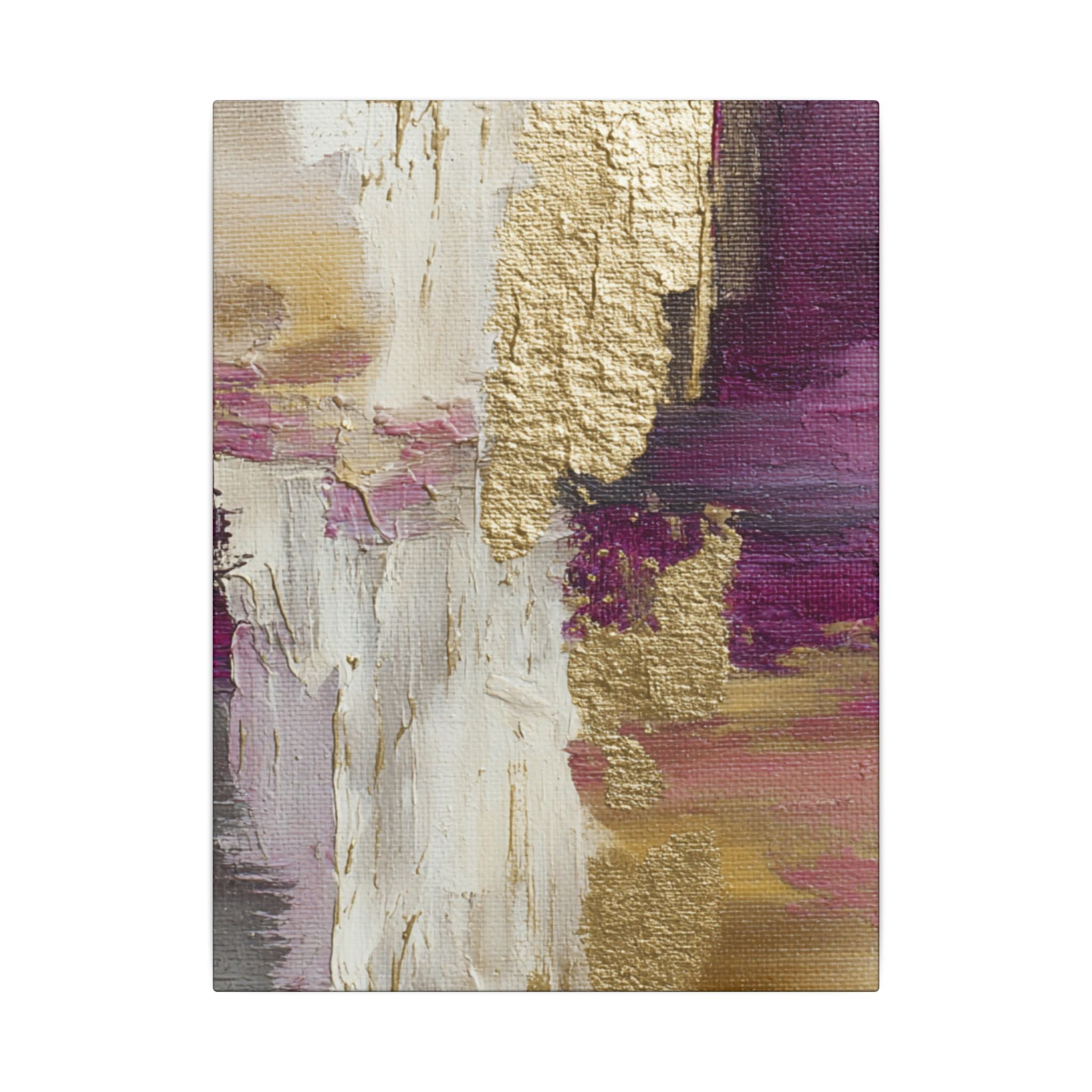 Purple & Muted Gold Abstract Canvas Wall Art – Modern Luxe Minimalist Painting Print
