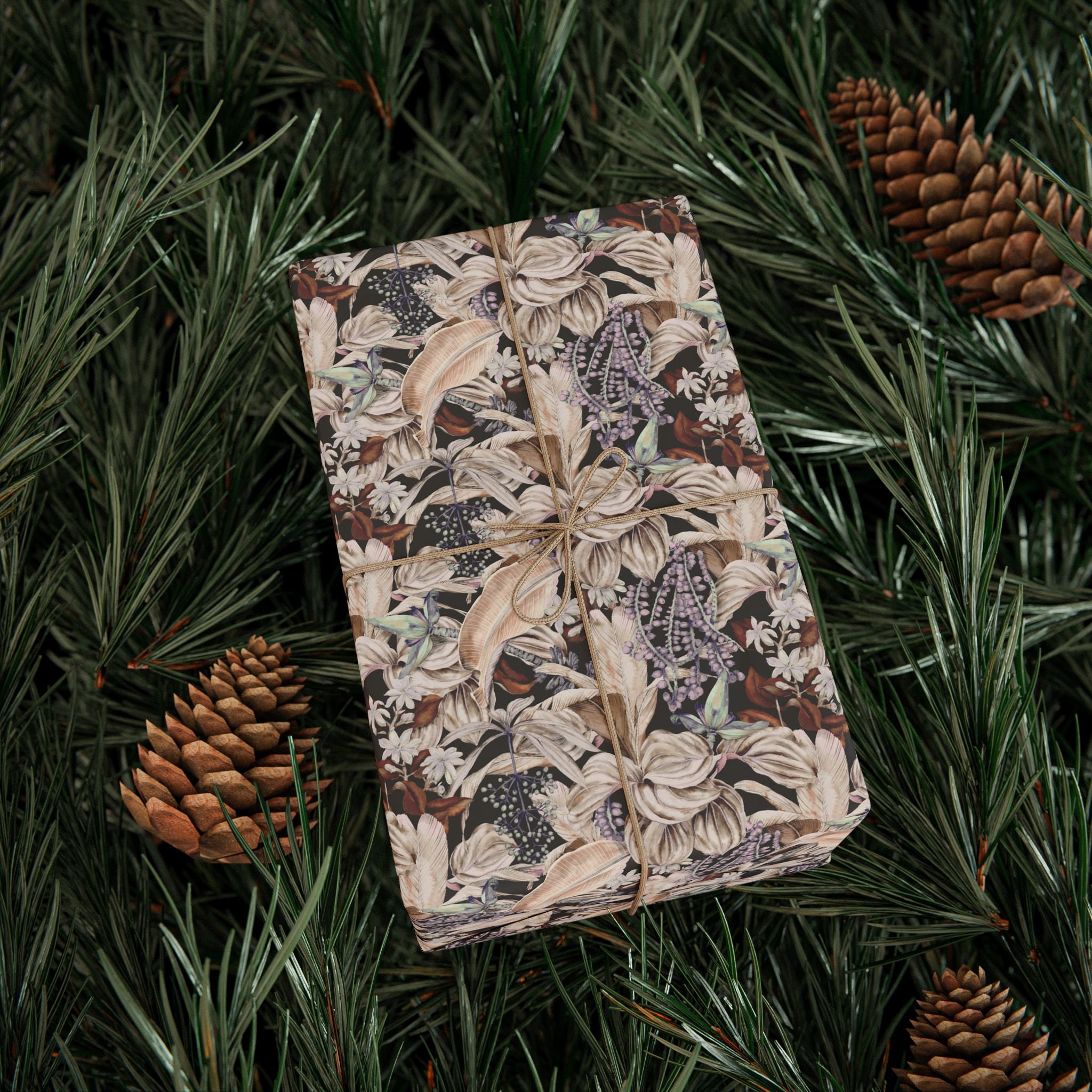 Floral Wrapping Papers, Moody Jungle Botanical Gift Wrapping for the Holidays, Birthdays