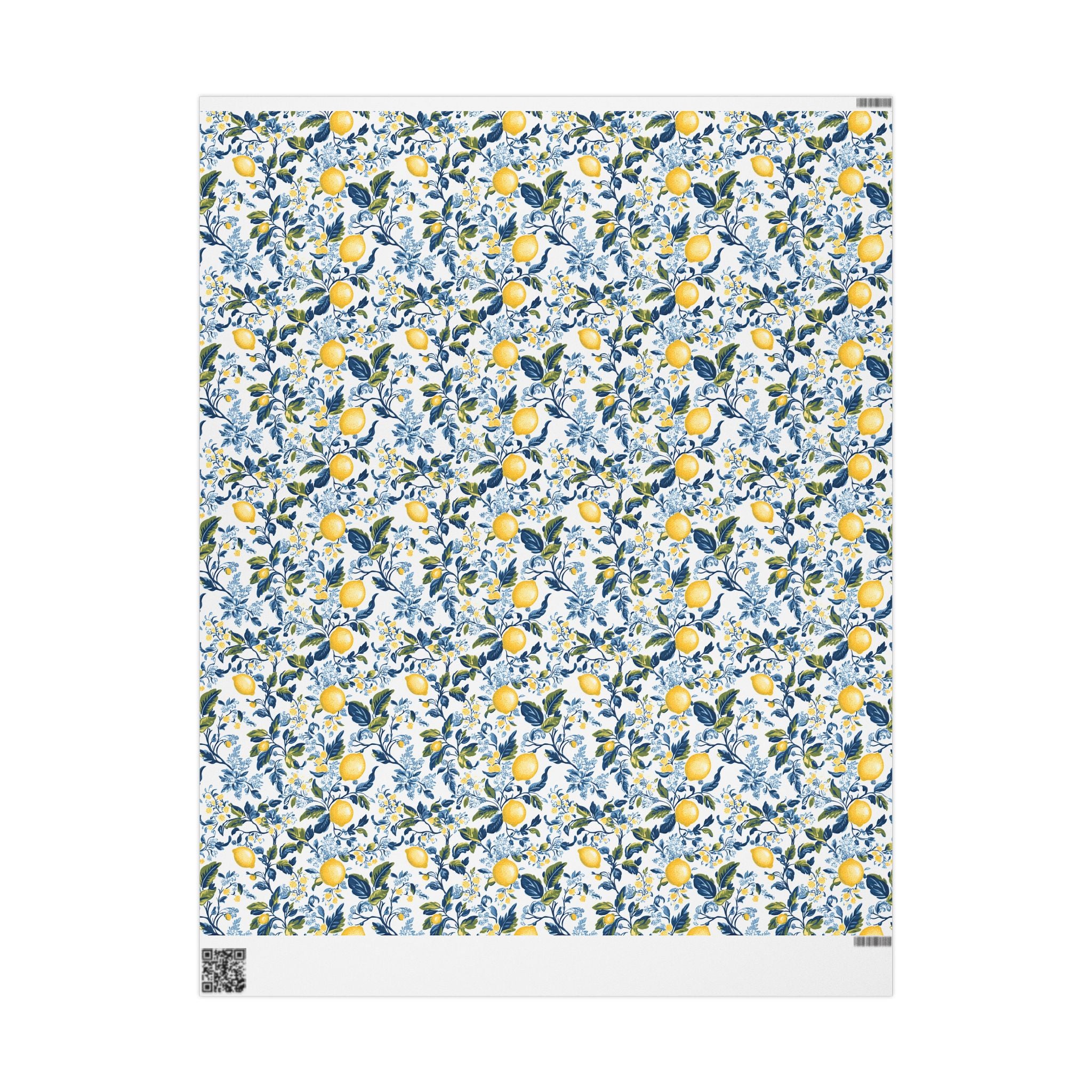 Lemon Wrapping Paper | Mediterranean Floral Gift Wrap for the Holidays, Birthdays