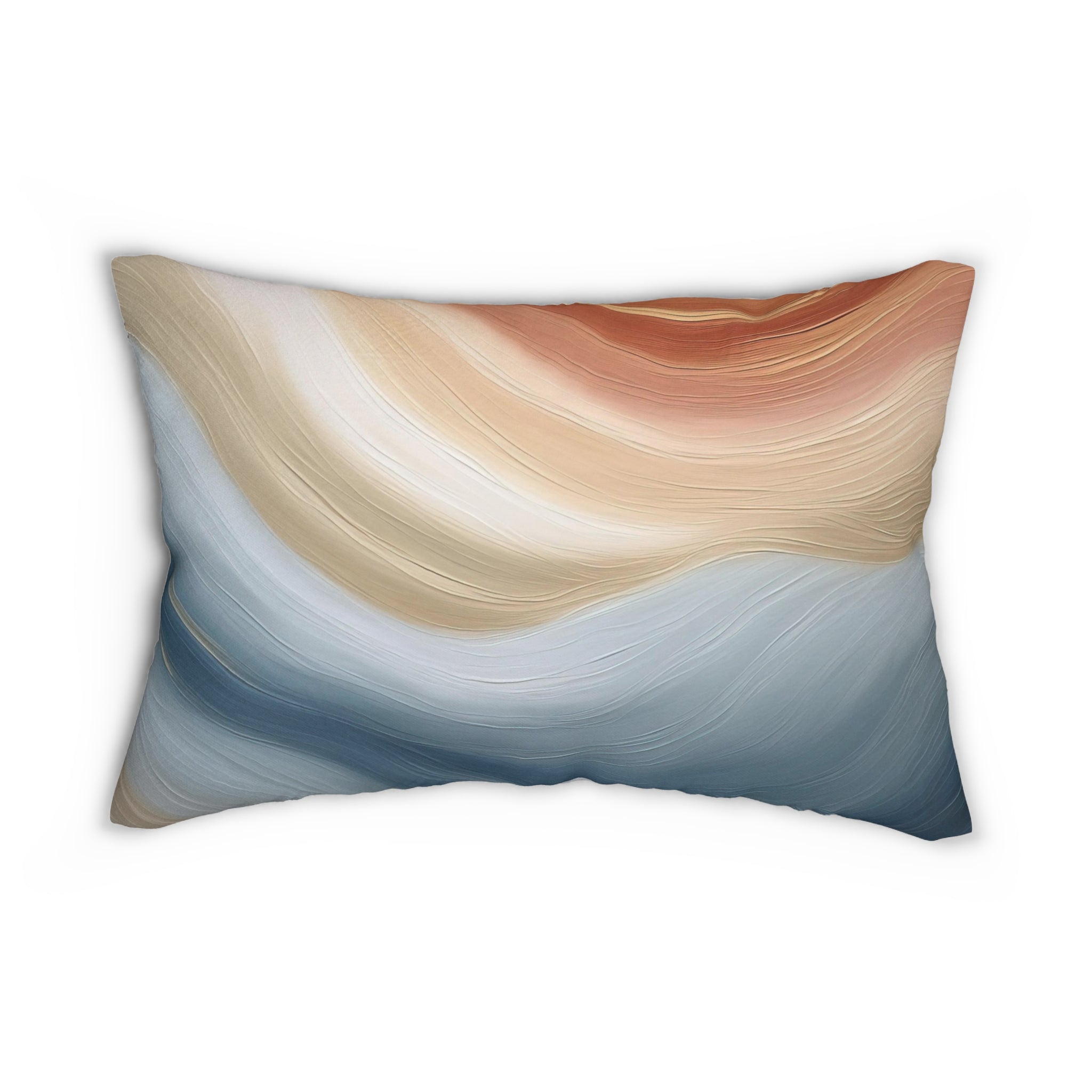 Abstract Lumbar Pillow | Burnt Orange, Beige Blue