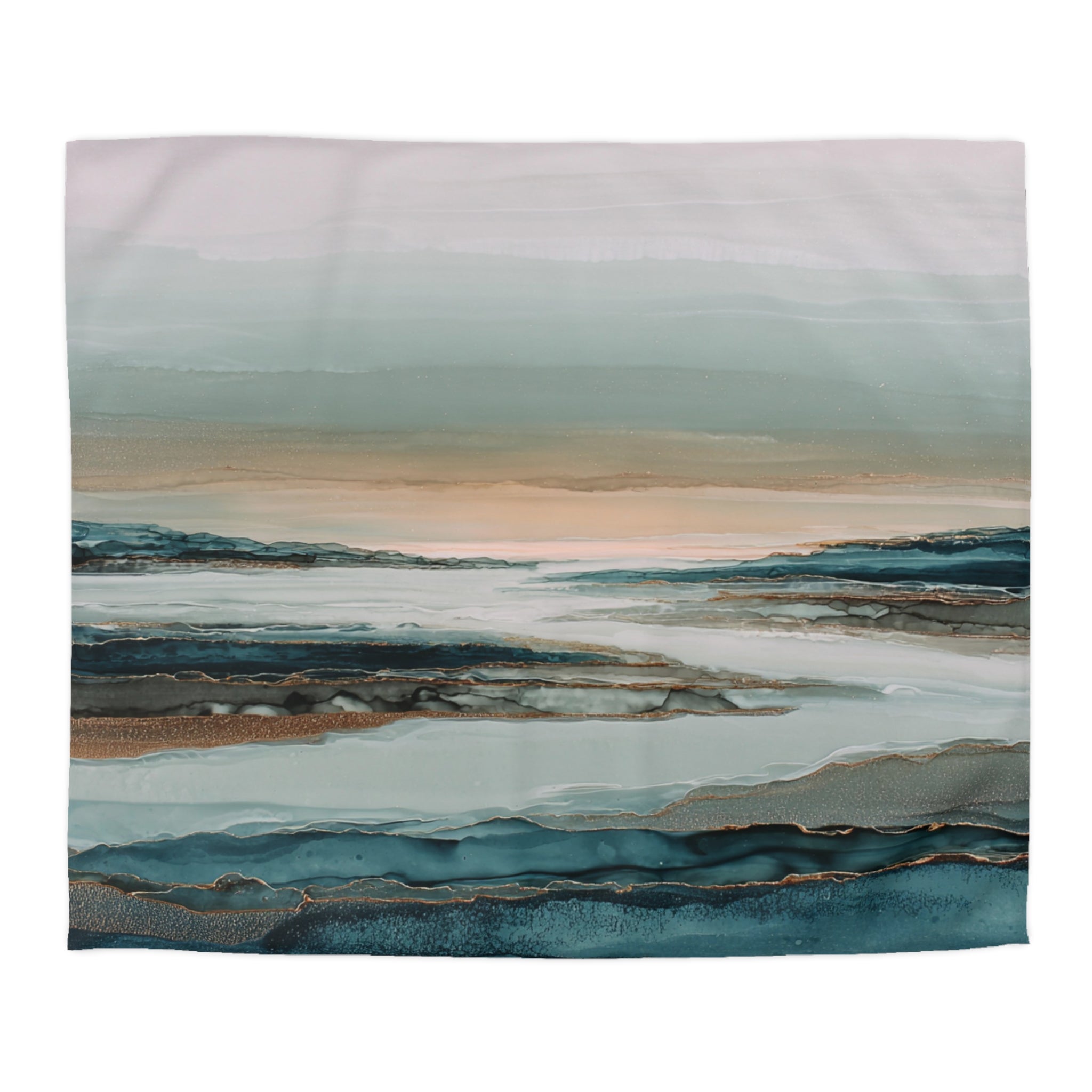 Modern Duvet, Pillow Cover | Blue Beige Bedroom Decor