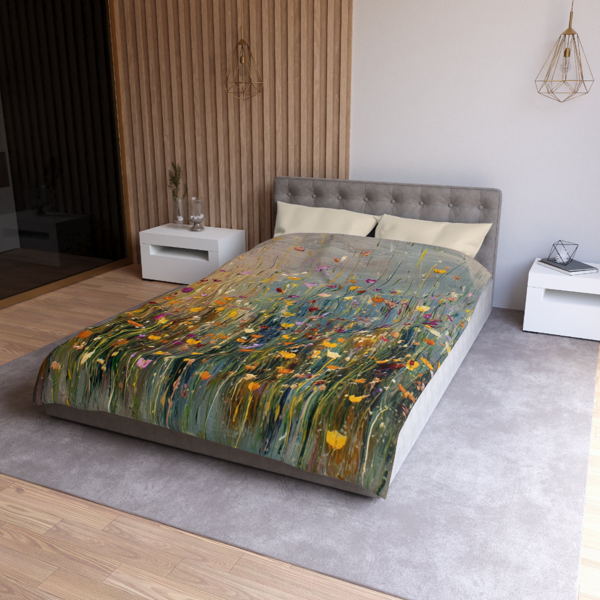 Floral Duvet, Pillow Cover | Grey Orange Bedroom Decor