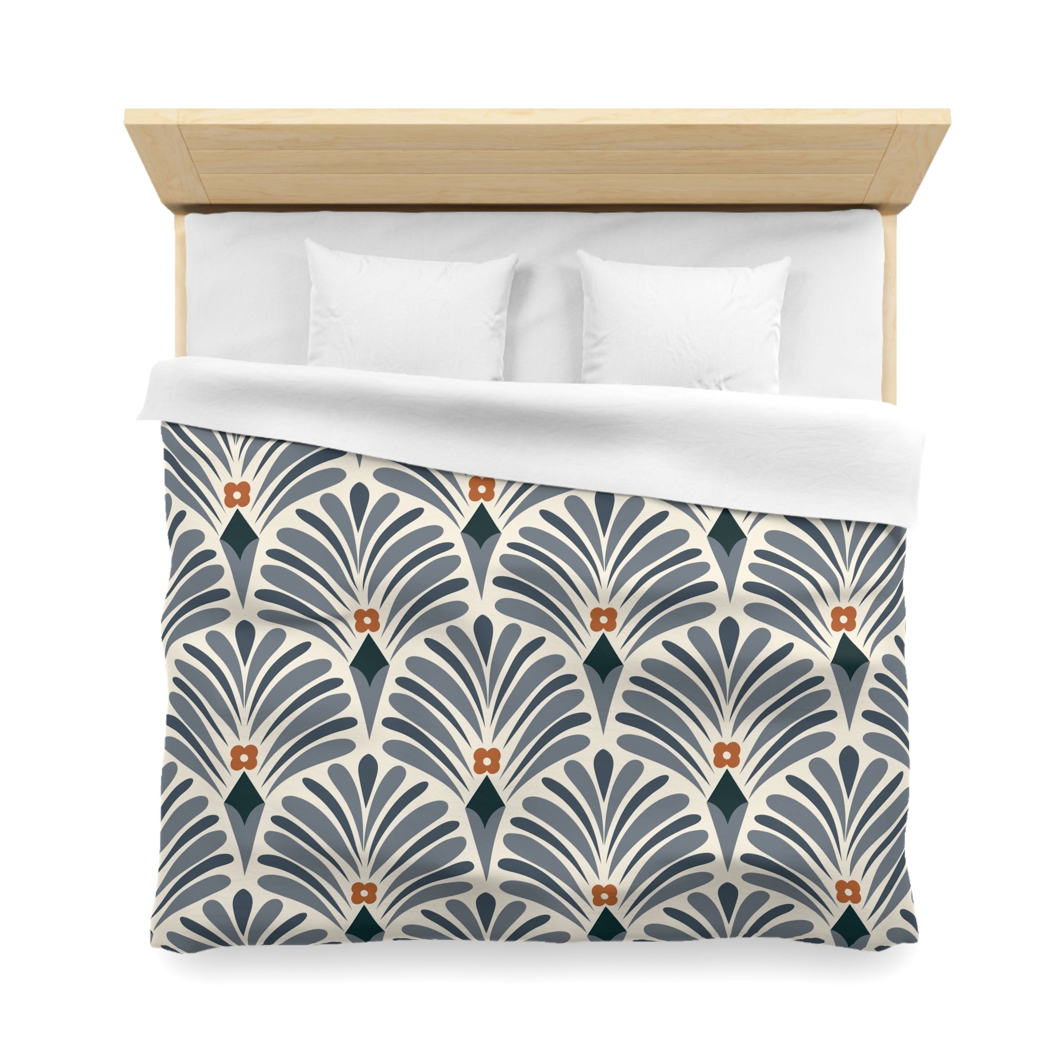 Retro, Art Deco Duvet Cover | Navy Blue, Art Nouveau