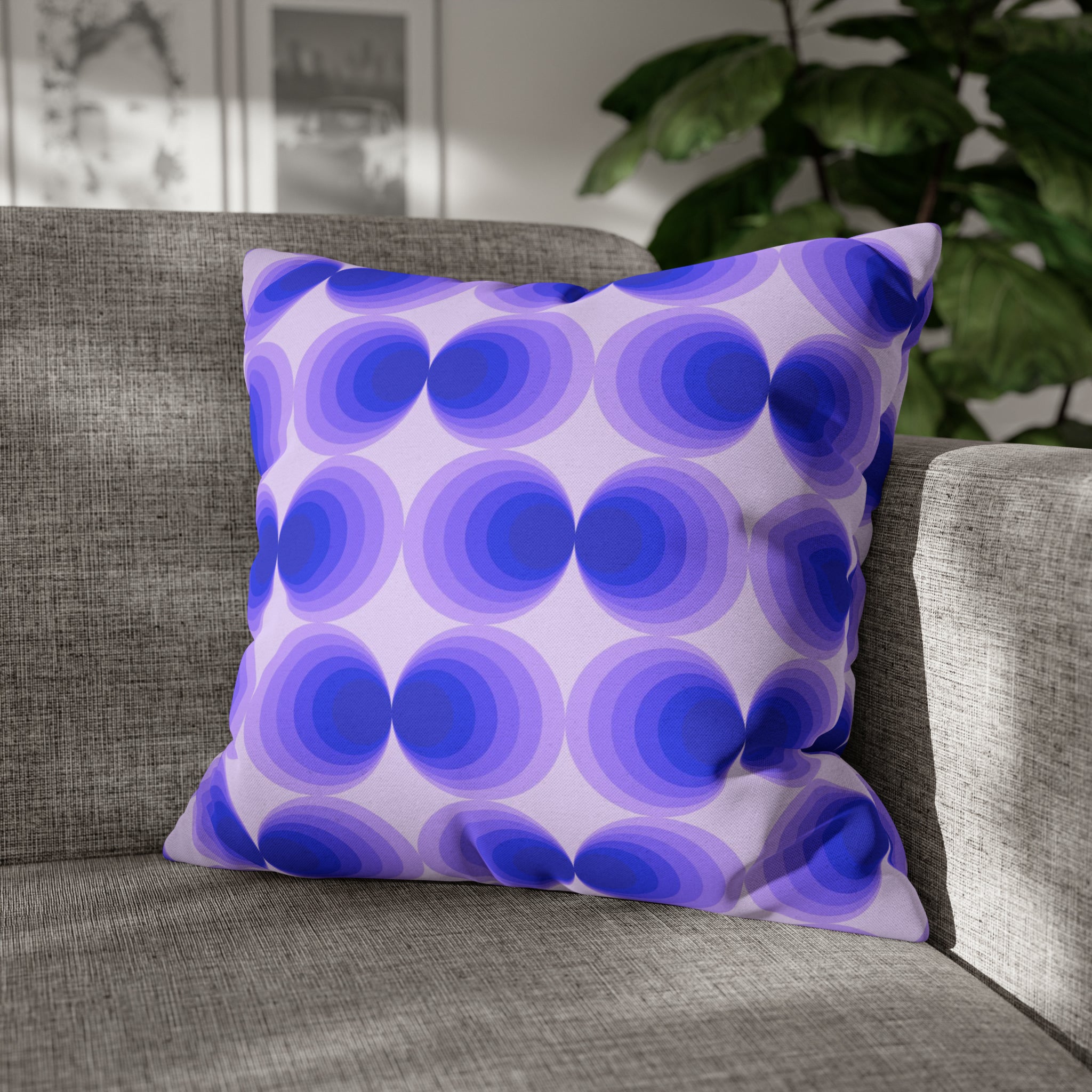 Retro Throw Pillow Cover | Lavender Purple, Blue