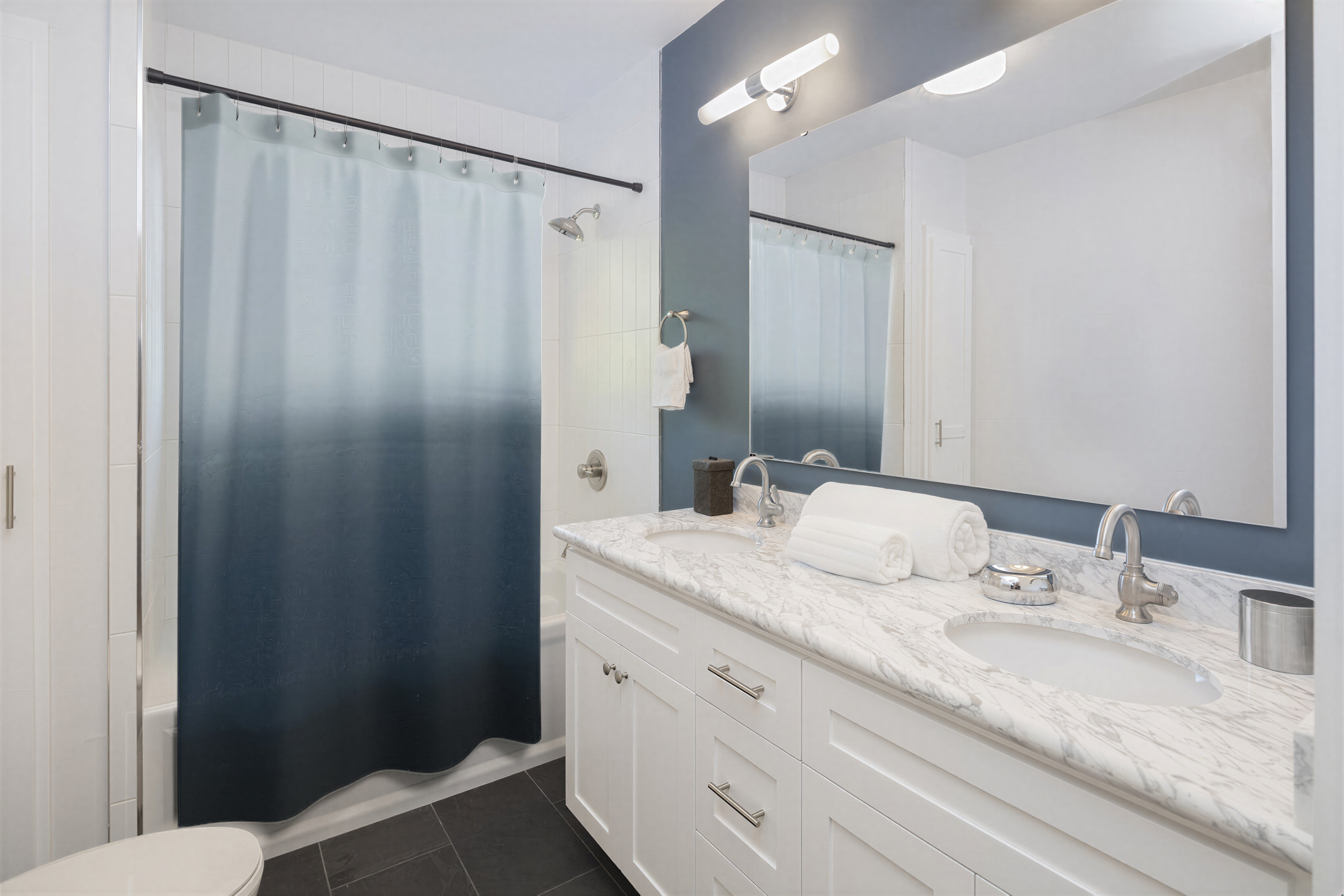 Abstract Shower Curtain Navy Blue Ombre