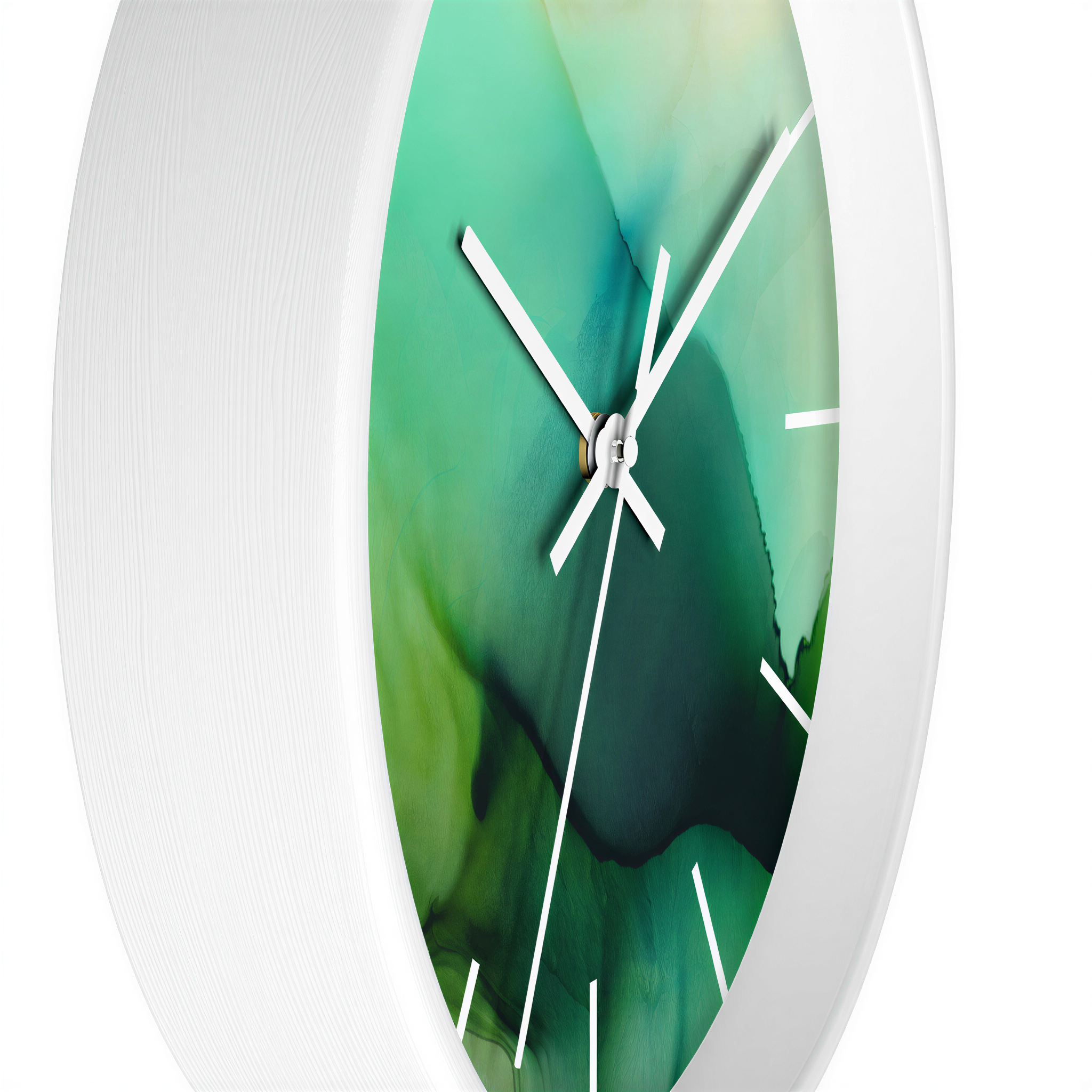 Wood Wall Clock Green Ombre on a living room wall