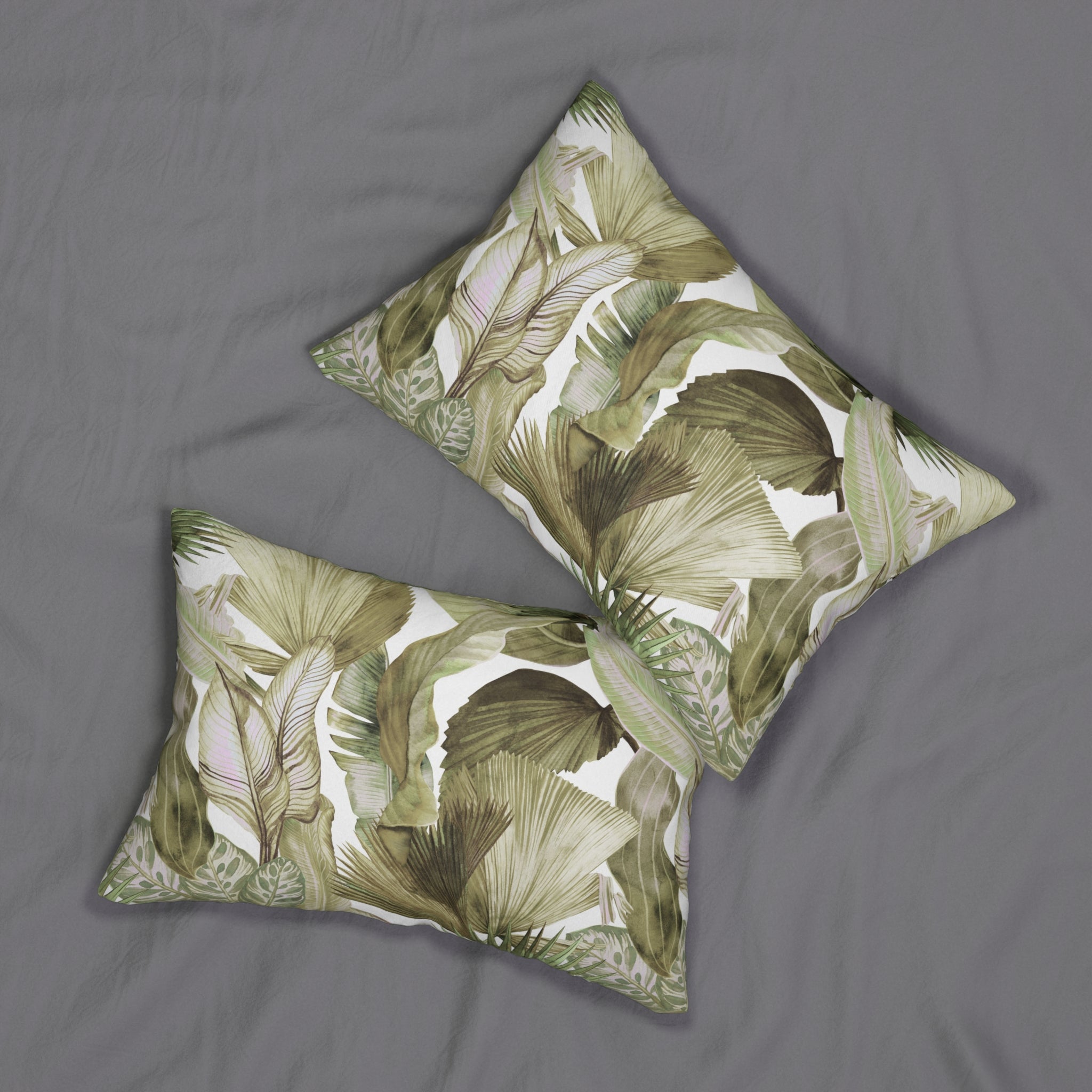 Boho Floral Lumbar Pillow | Jungle Tropical Leaves