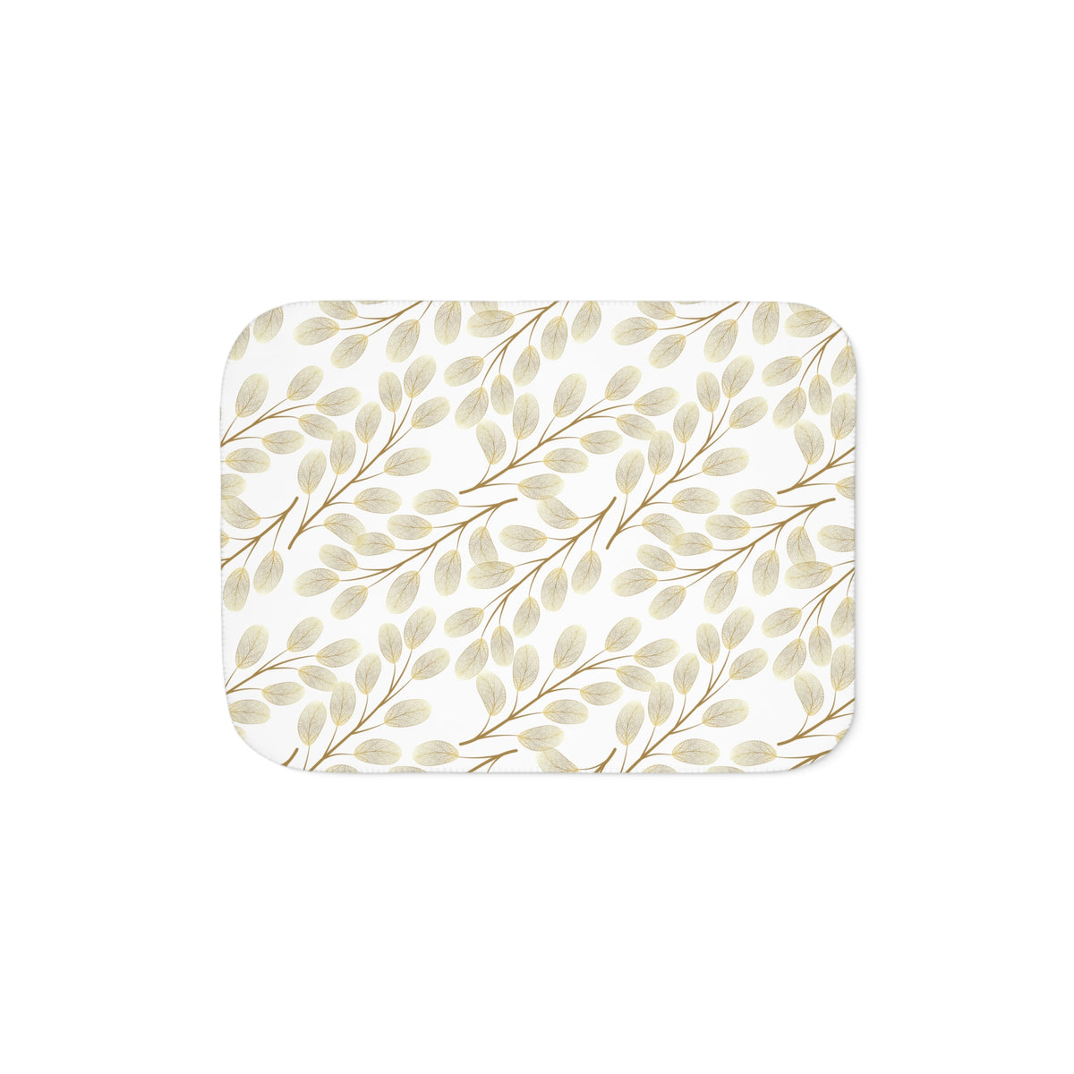 Beige Muted Gold Leaf Branch Sherpa Blanket | Neutral Throw