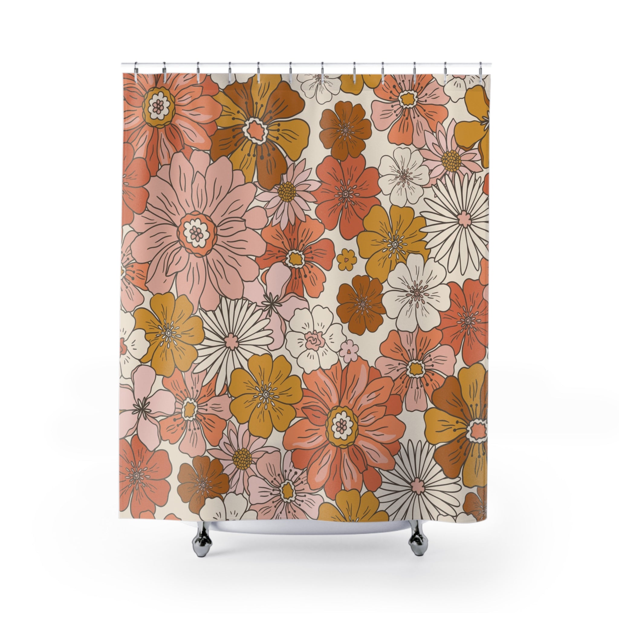 modern boho fabric shower curtain