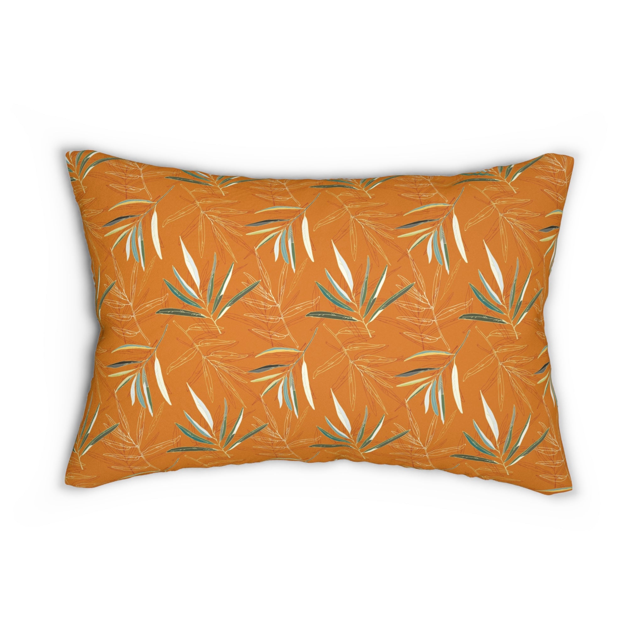 Floral Lumbar Pillow | Burnt Orange, Sage Green Botanical