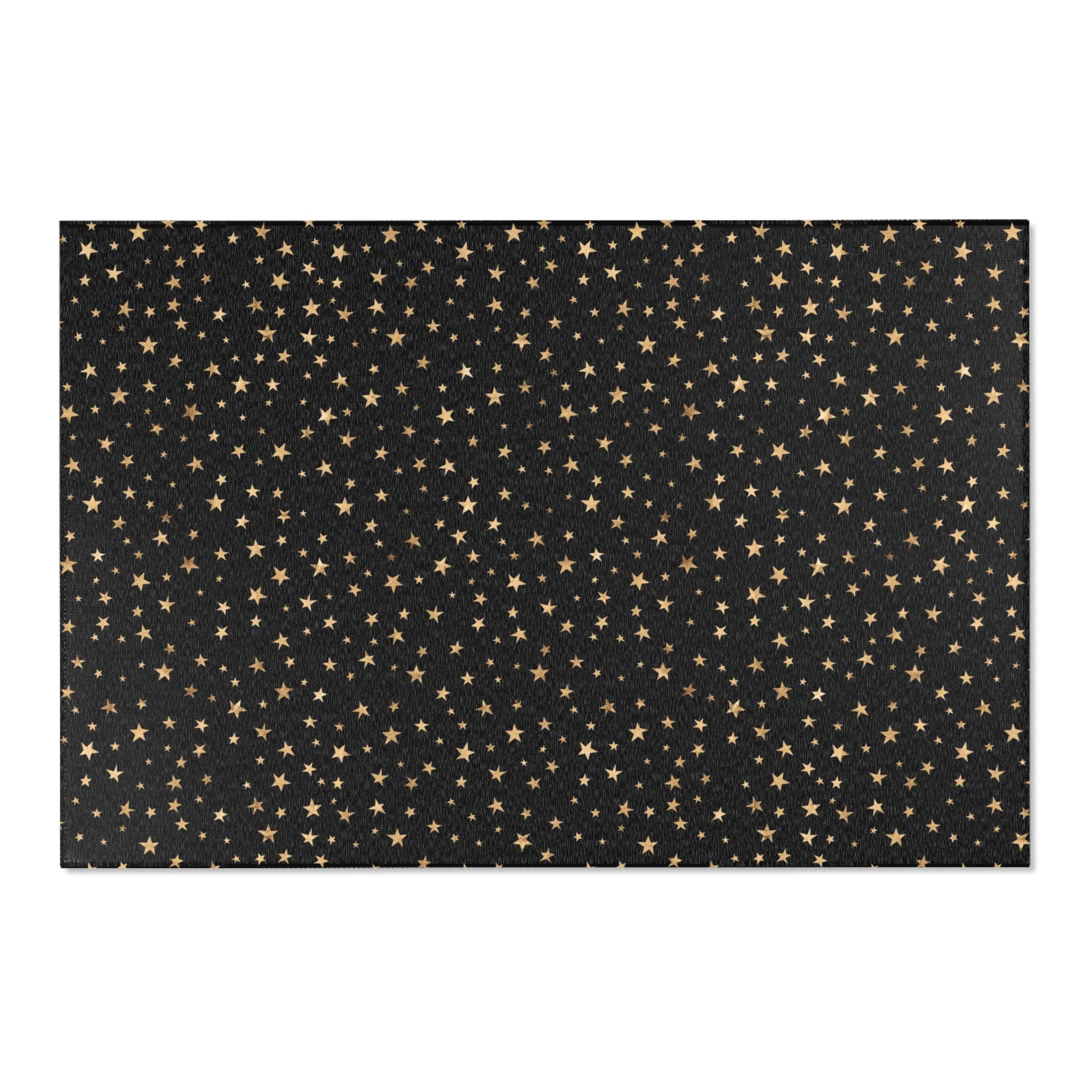 Boho Area Rug | Black Gold Beige Stars