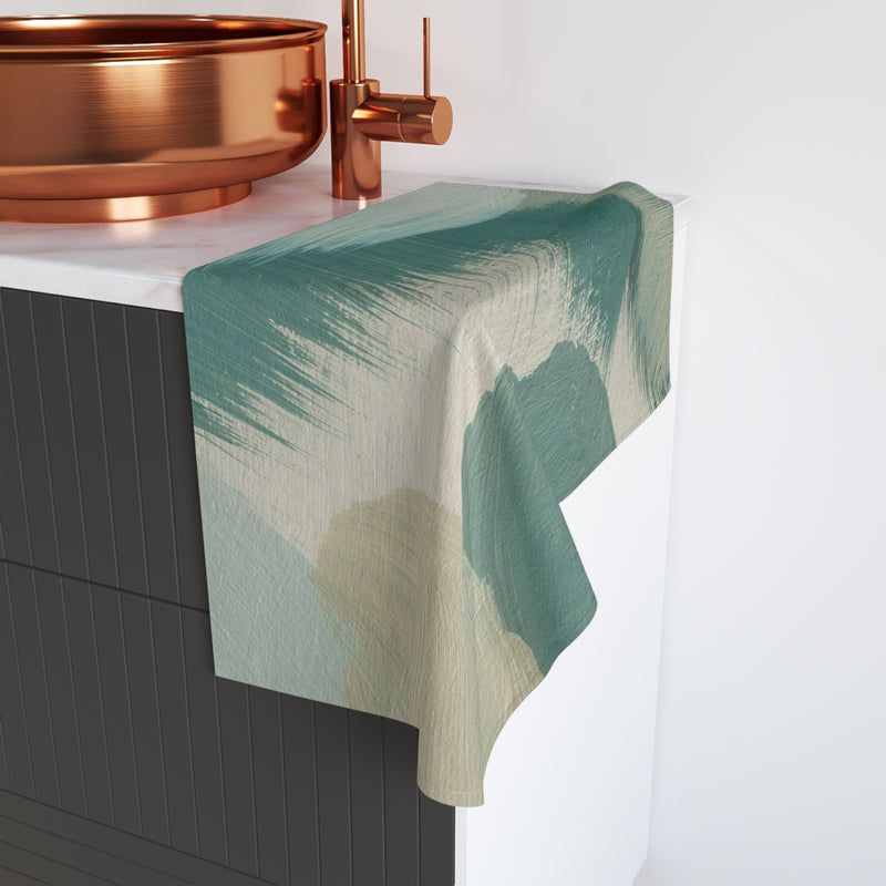 Abstract Kitchen, Bath Hand Towel |  Sage Green, Beige