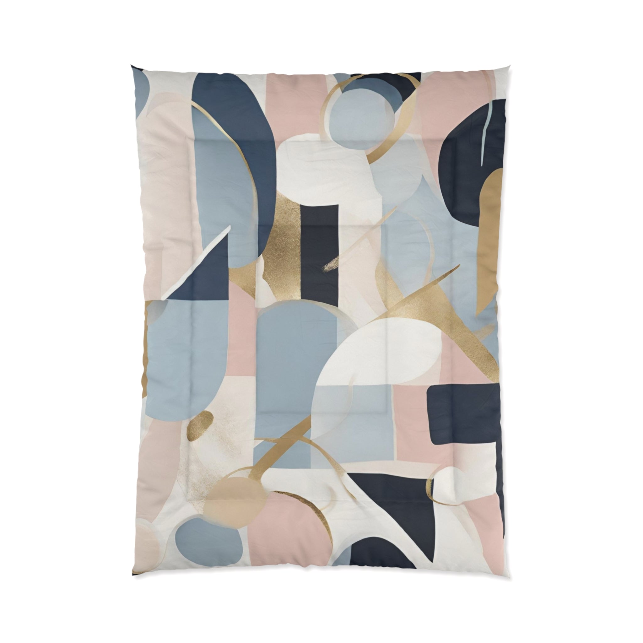 Abstract Comforter | Geometric, Blue, Blush Pink, White