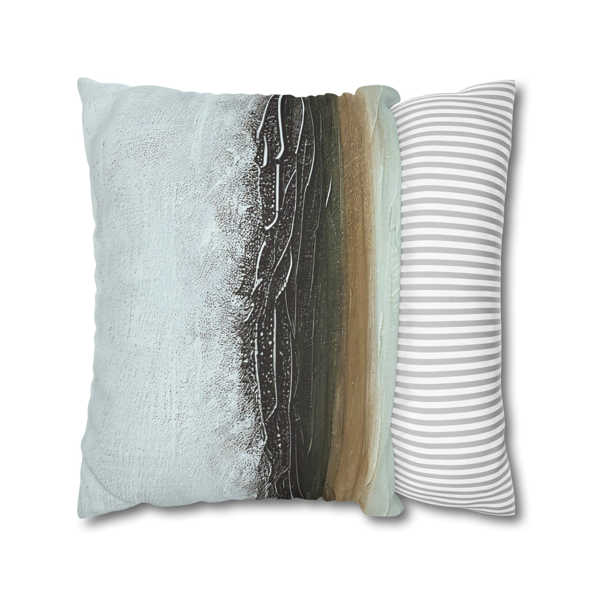 Abstract Pillow Cover | Pink Cotton CandyModern Ombre, Blue Beige, Grey