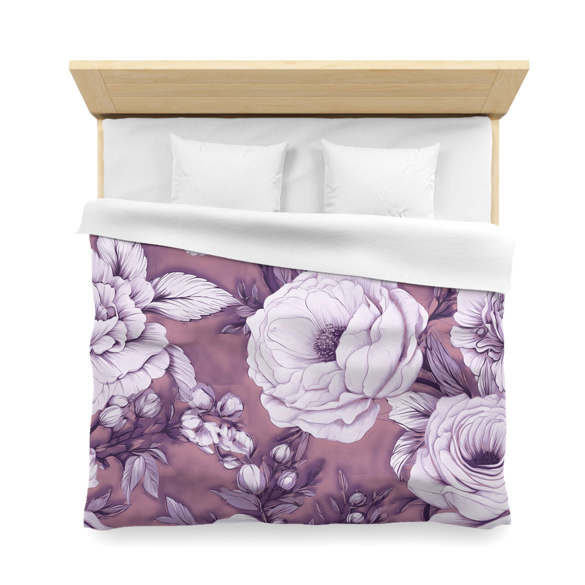 Lavender Peony Rose Duvet Cover | Plum Lilac Ivory Floral Bedding