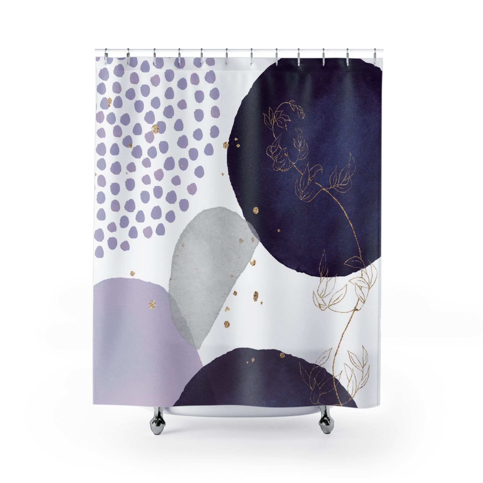 Abstract Shower Curtain | Lavender, Navy Blue, White