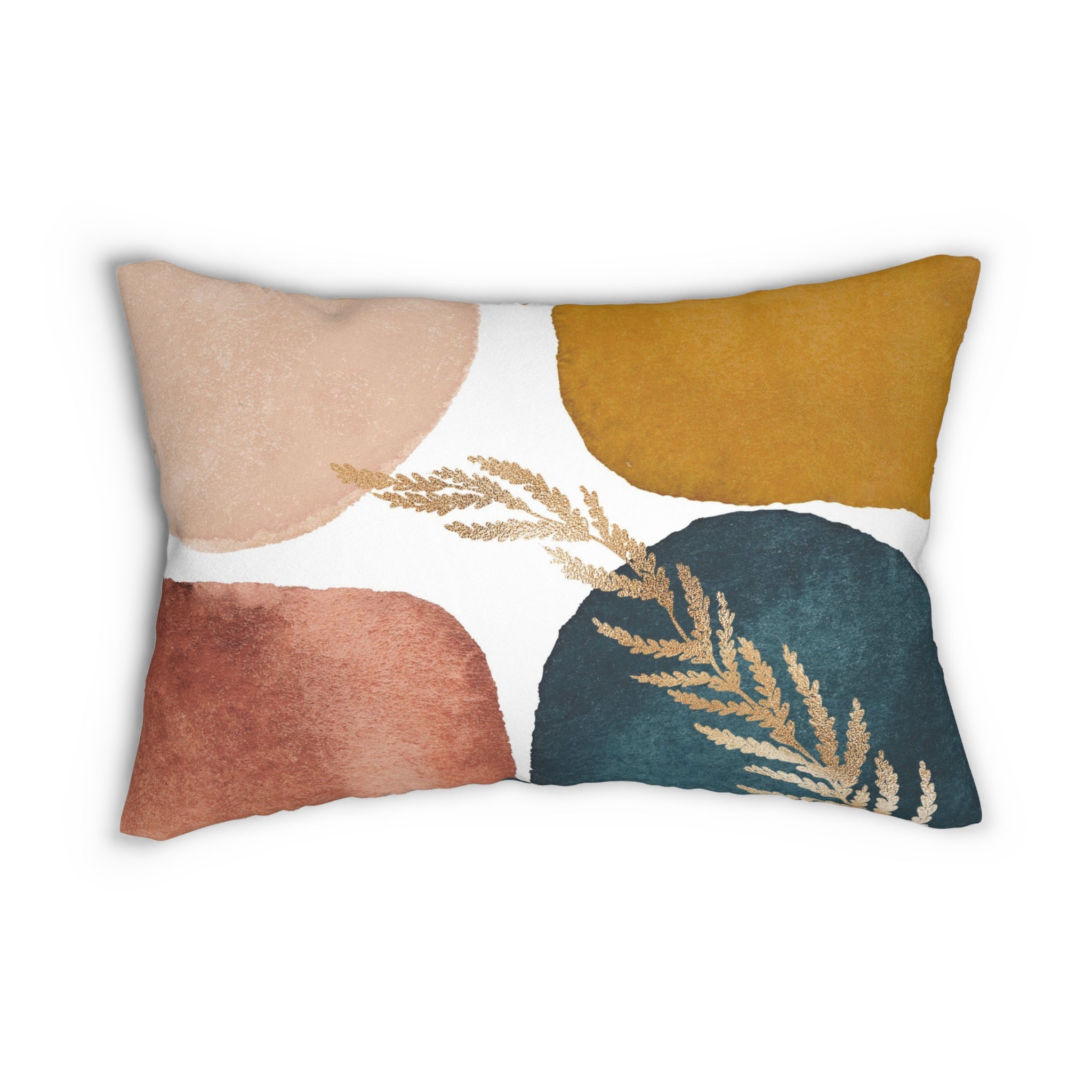 Abstract Lumbar Pillow | White Mustard Blush Navy Blue Watercolor