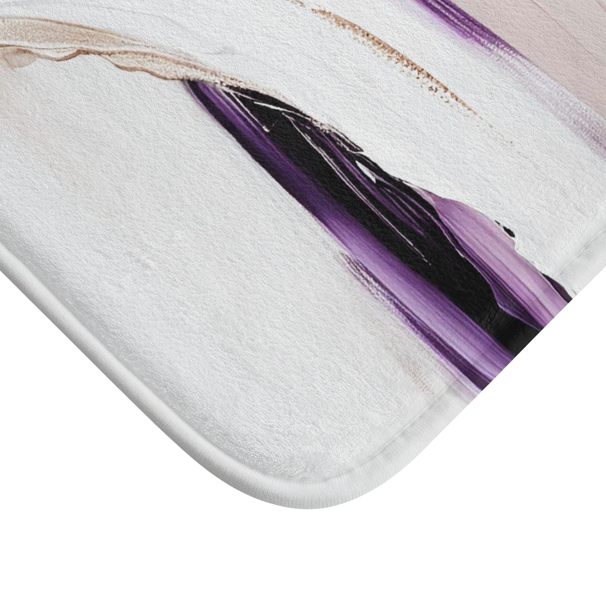 Boho Bath Mat | Purple Gold Beige White Abstract Kitchen Mat
