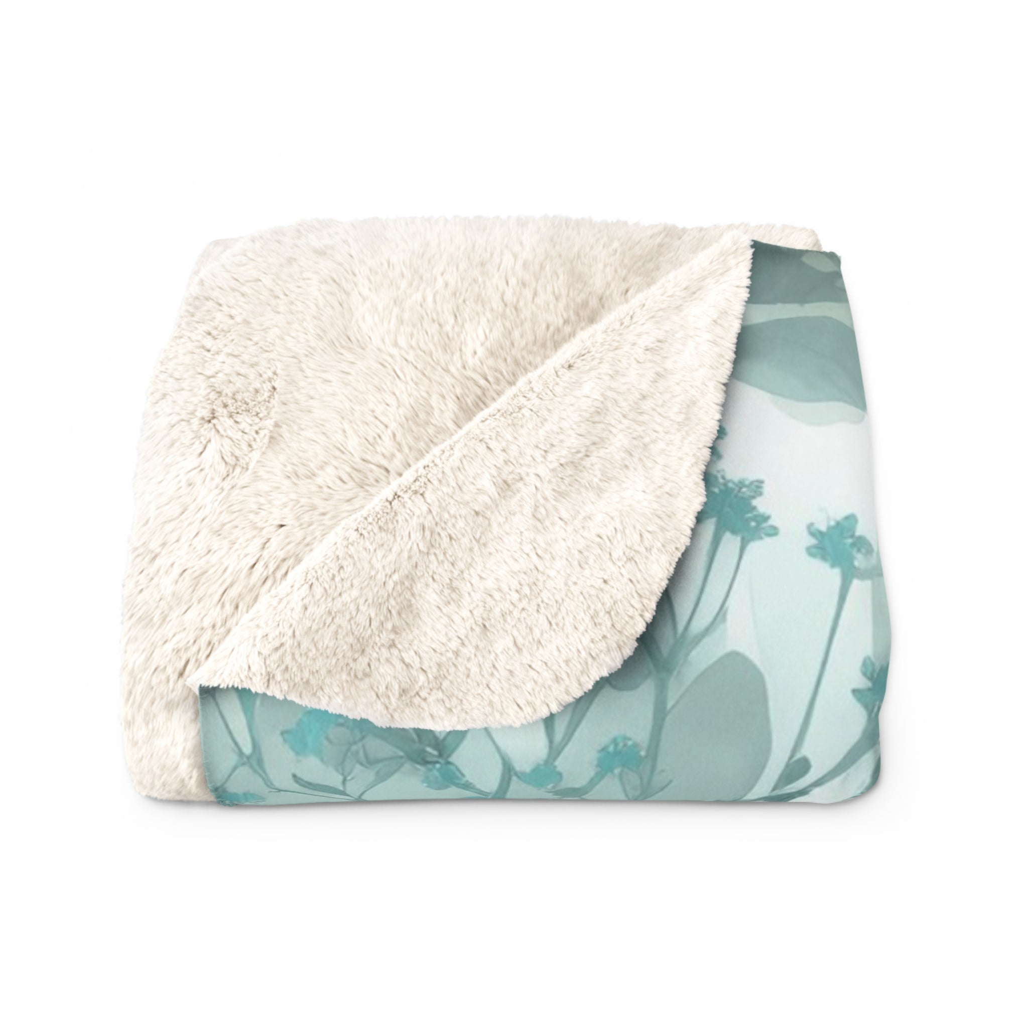 Abstract Floral Throw Blanket | Teal Green Watercolor