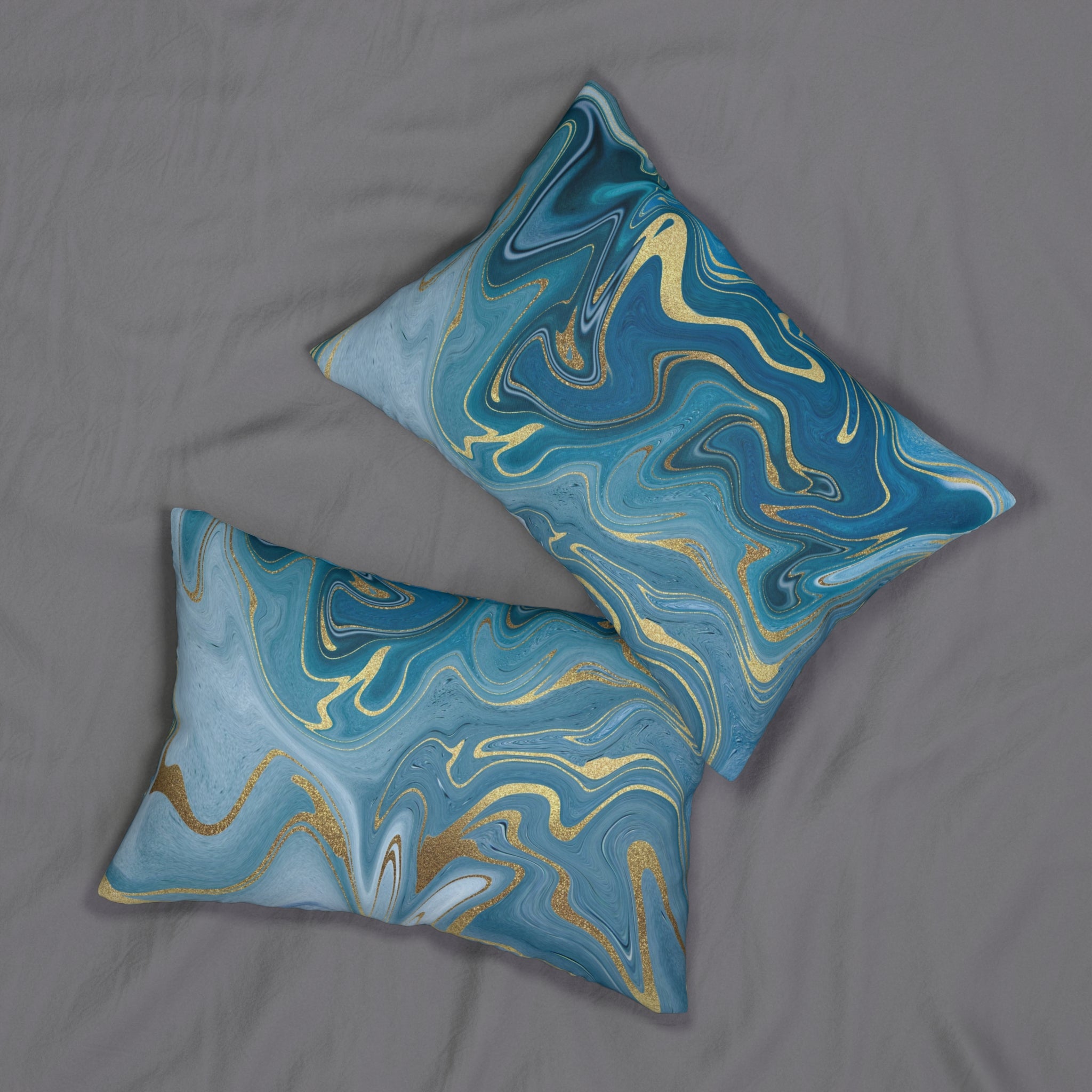 Abstract Lumbar Pillow | Marble, Navy Blue Ombre