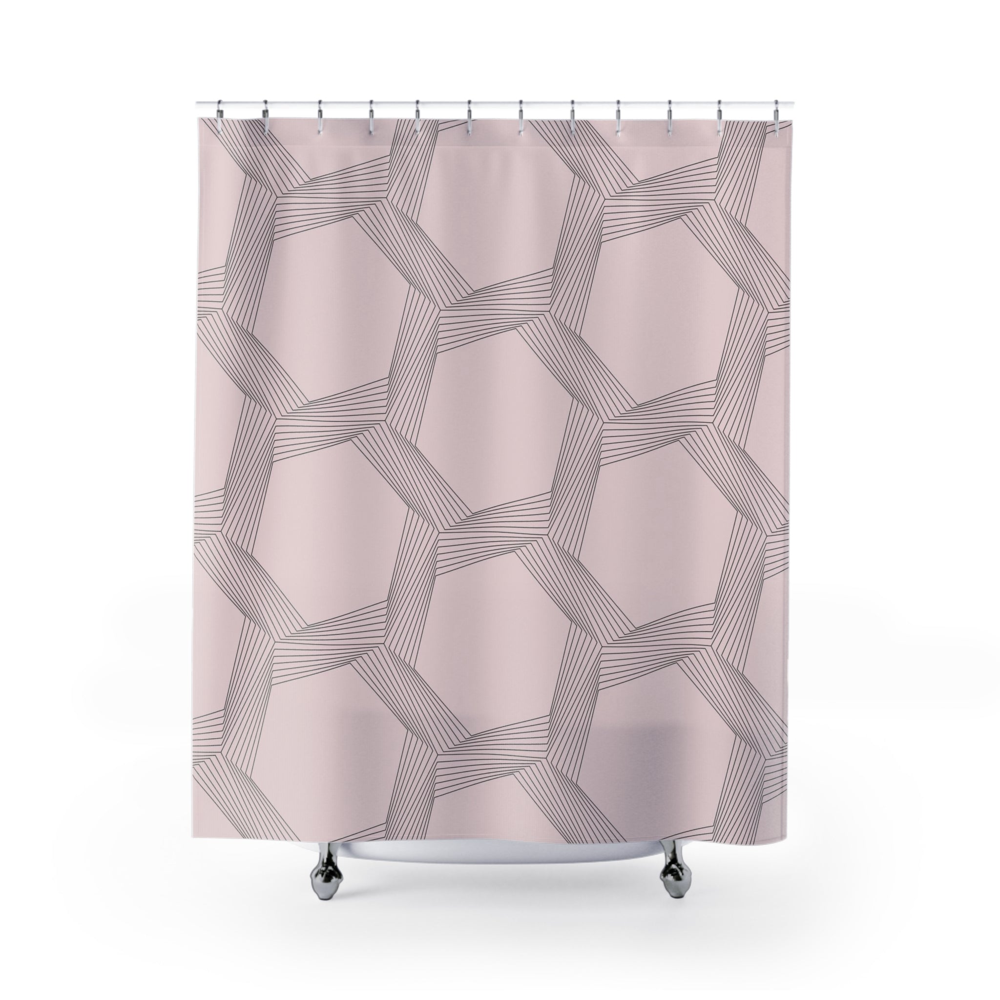 a shower curtain with a pattern on it