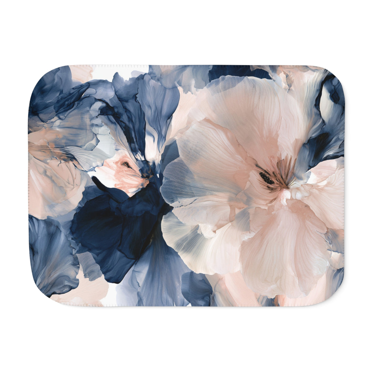 a blue and pink flower on a white background