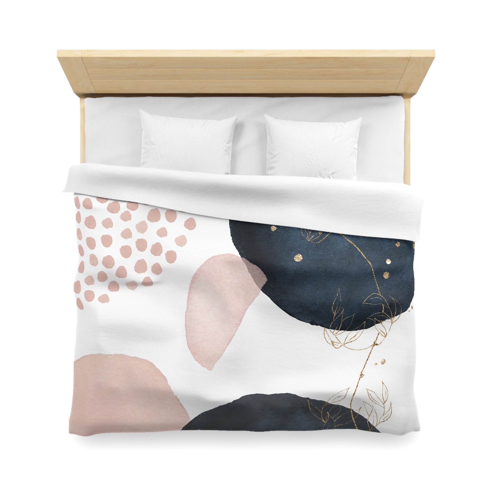 Abstract Duvet Cover | White Blush Pink, Navy Blue Blanket