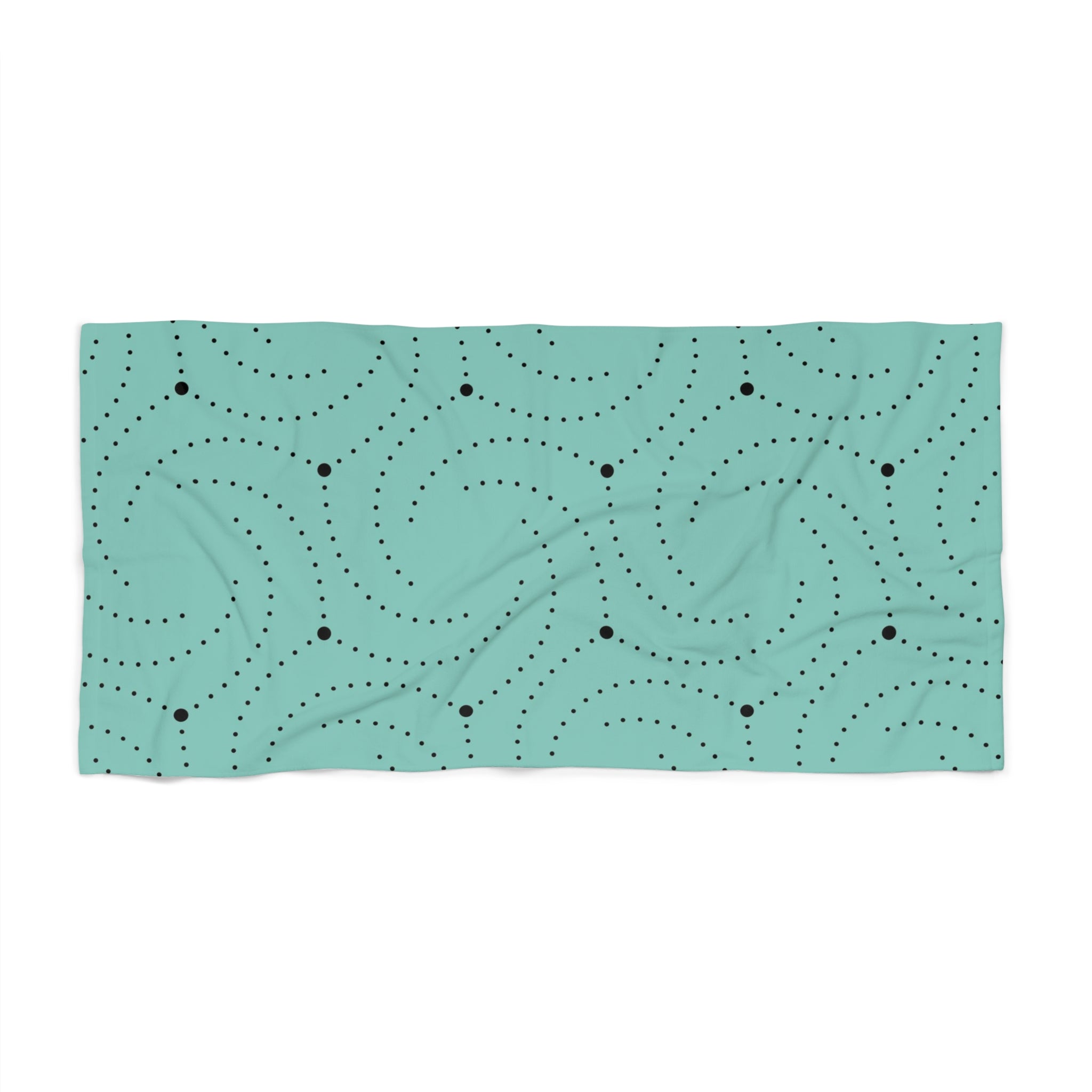 Art Deco Bath, Beach Towel | Black Teal Sage Green, Minimalist Geometric